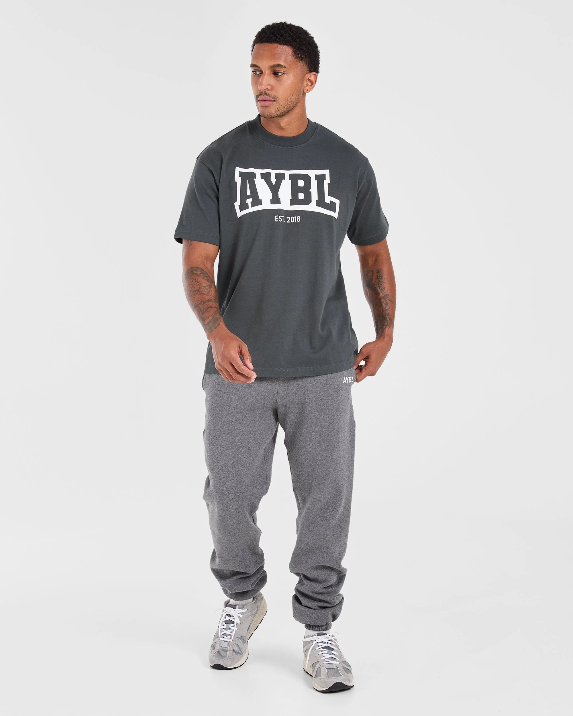 Academy Oversized T Shirt - Charcoal - Image 3