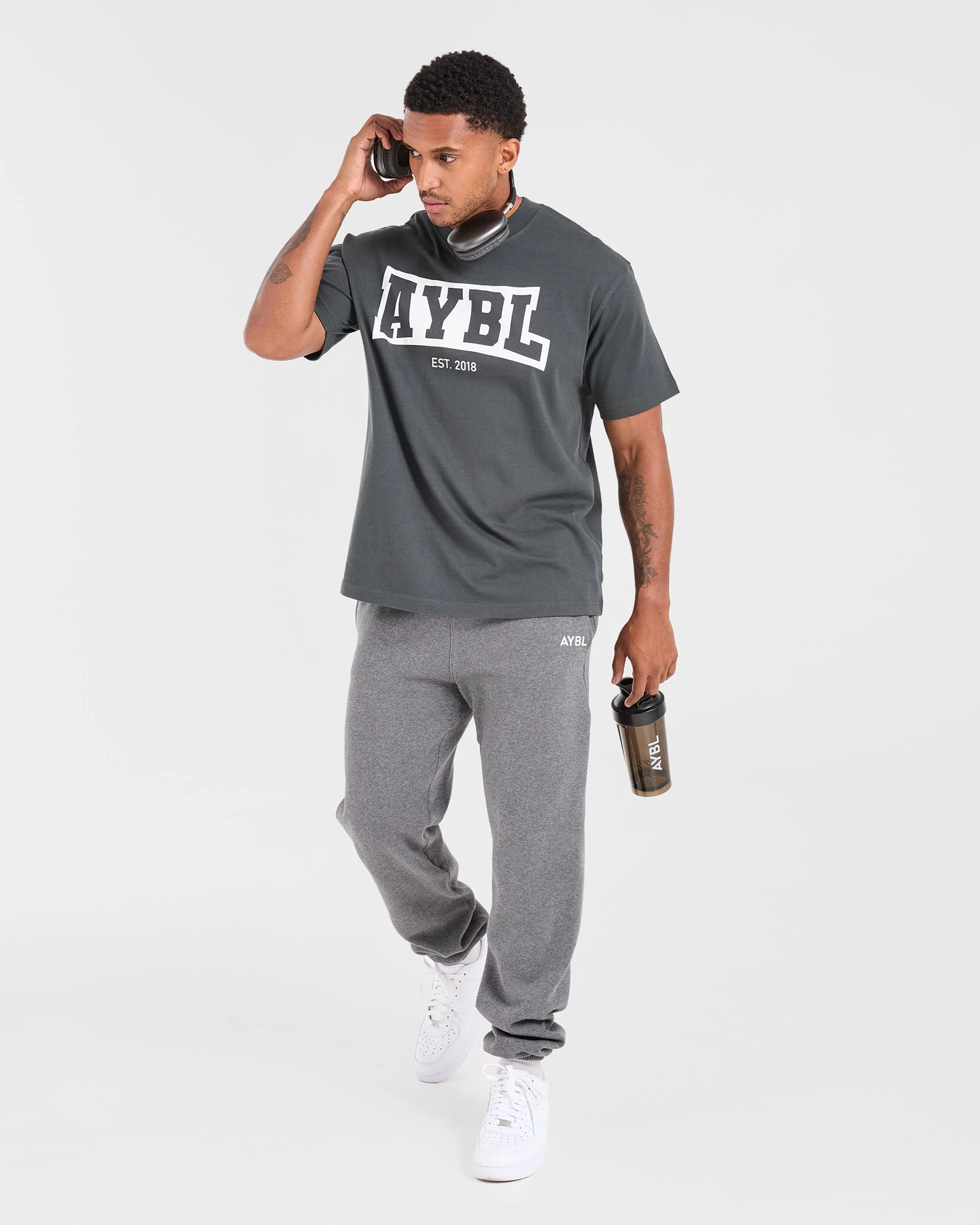 Academy Oversized T Shirt - Charcoal - Image 7