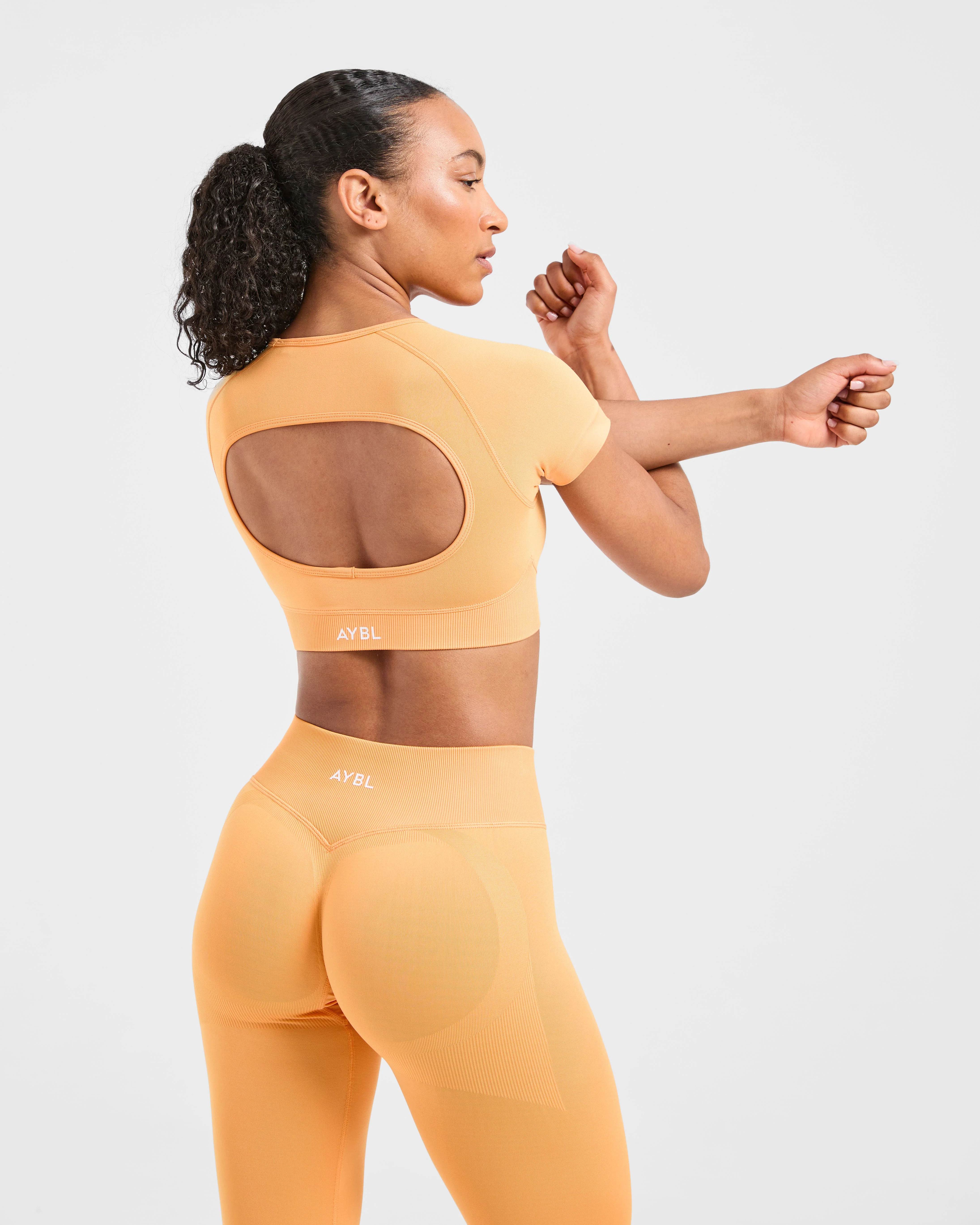 Adapt Seamless Crop Top - Bright Orange - Image 8