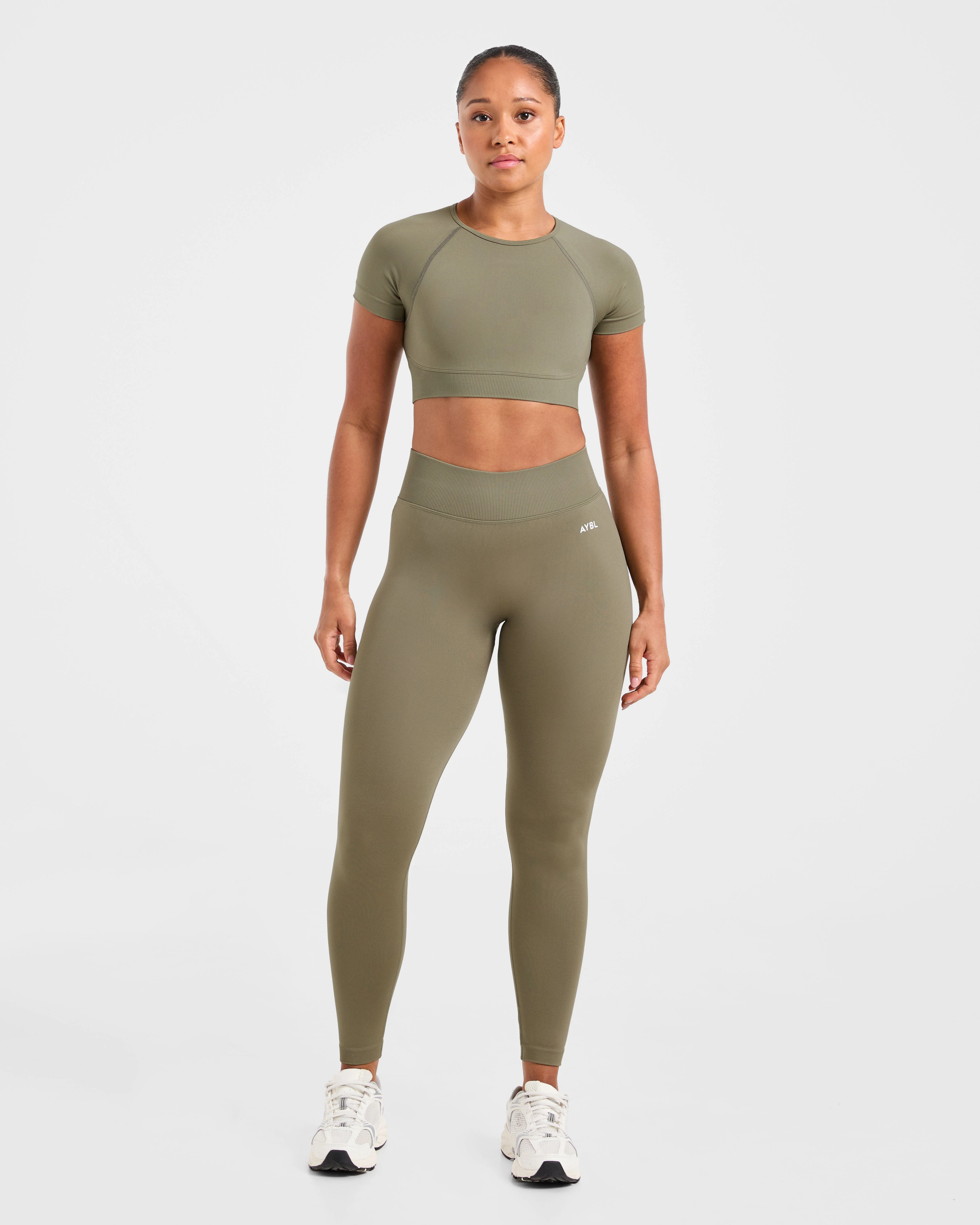 Adapt Seamless Crop Top - Muted Olive - Image 3