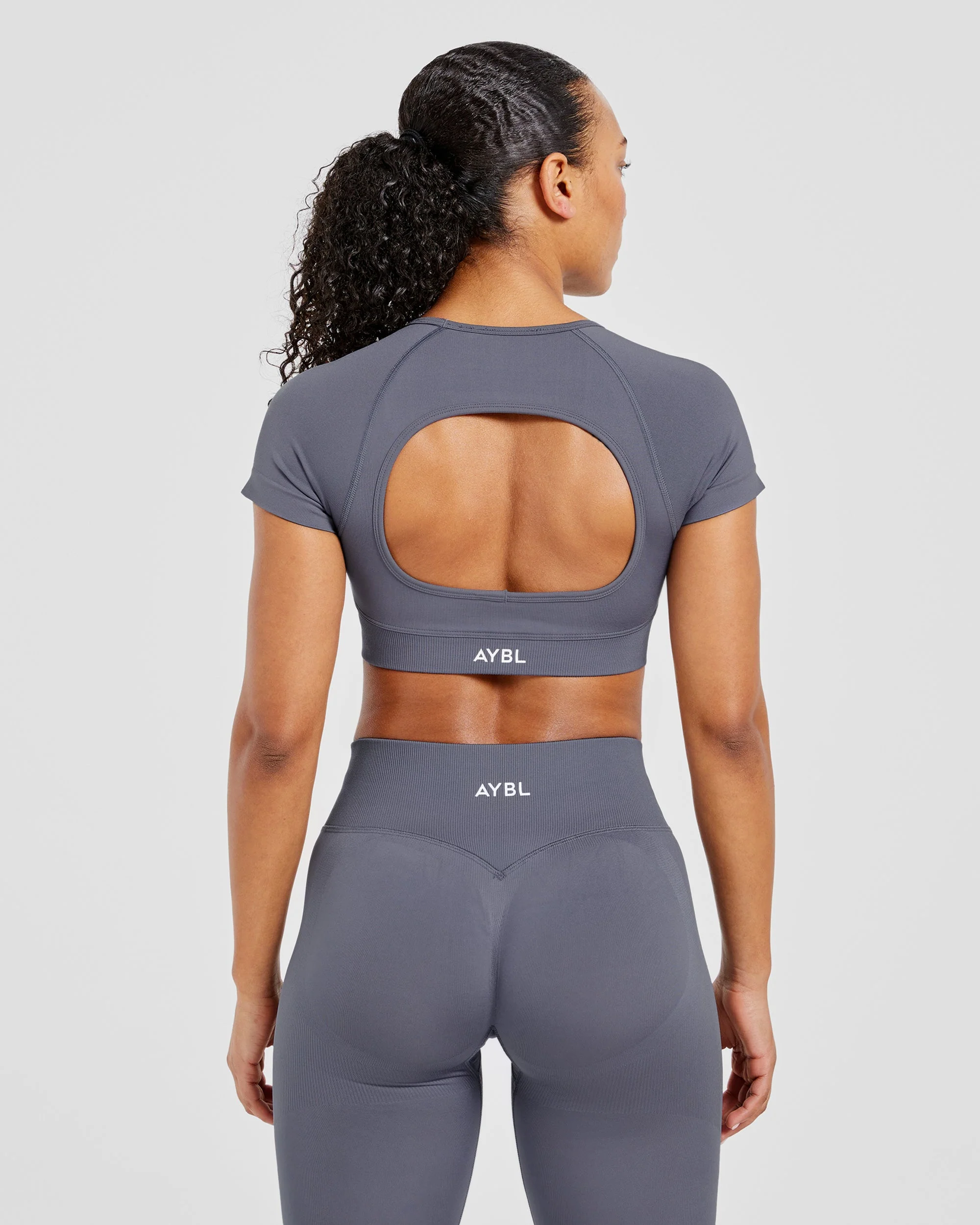 Adapt Seamless Crop Top - Slate - Image 2