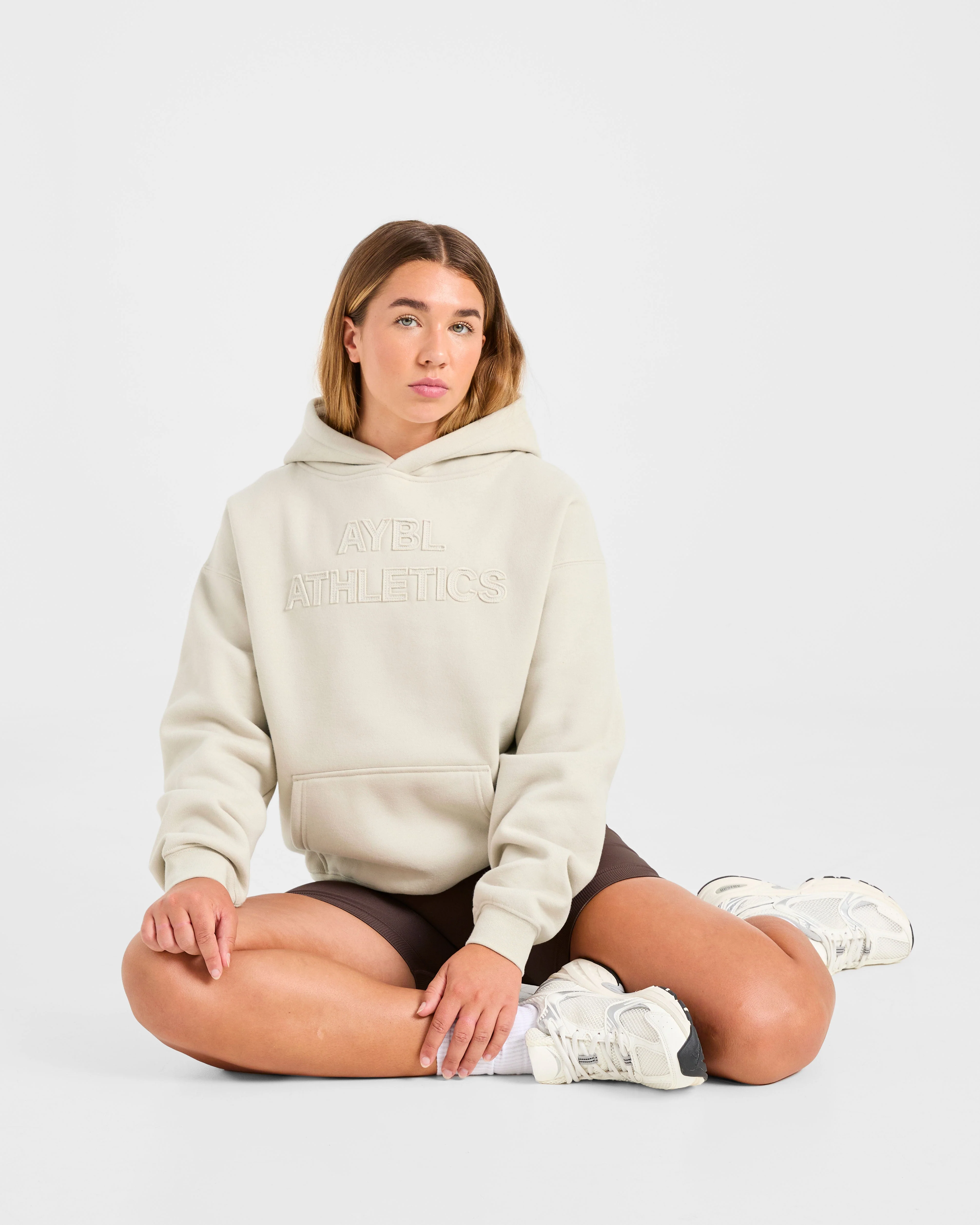 Athletics Applique Oversized Hoodie - Sand - Image 8