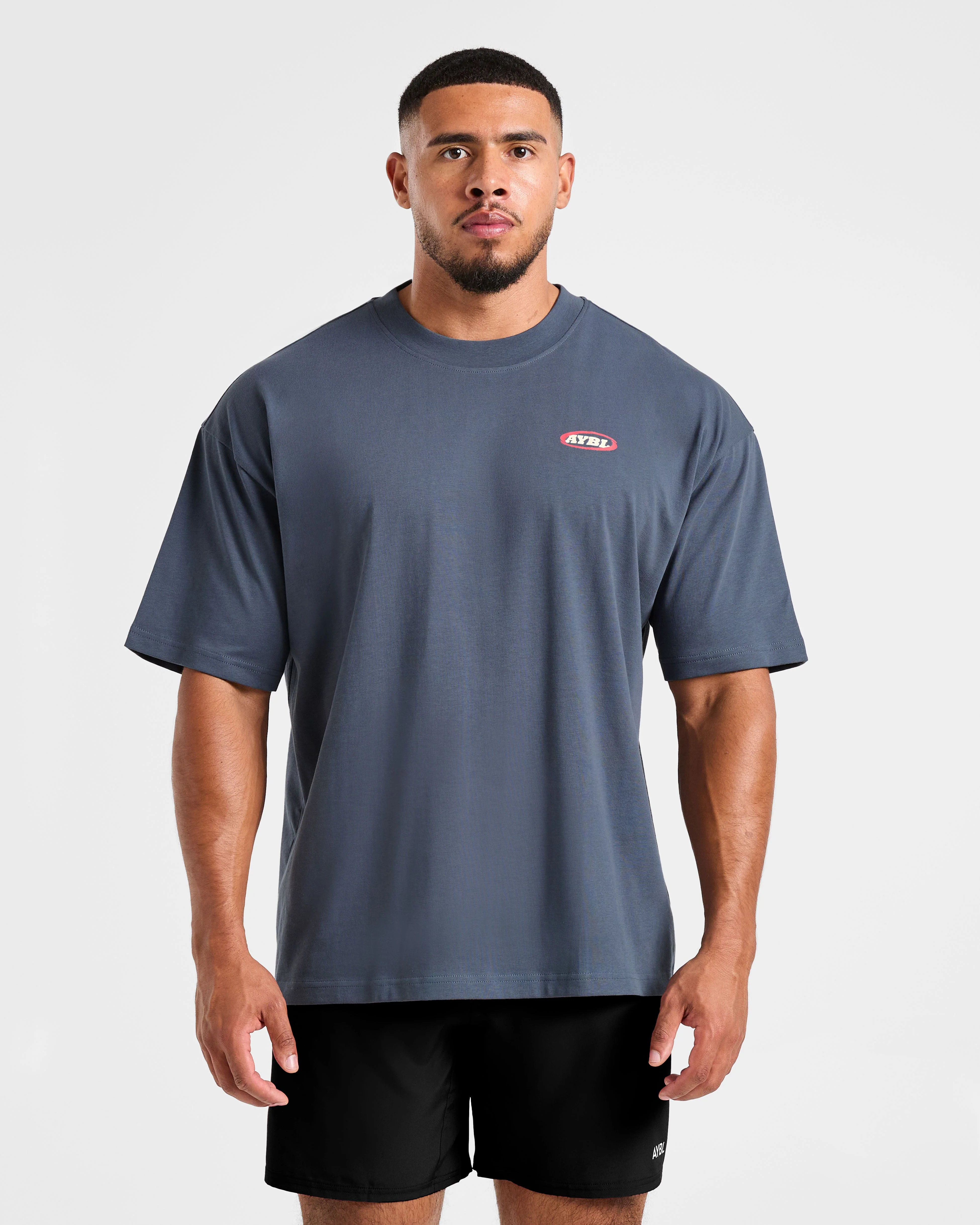 Athletics Script Oversized T Shirt - Vintage Bleu - Image 2