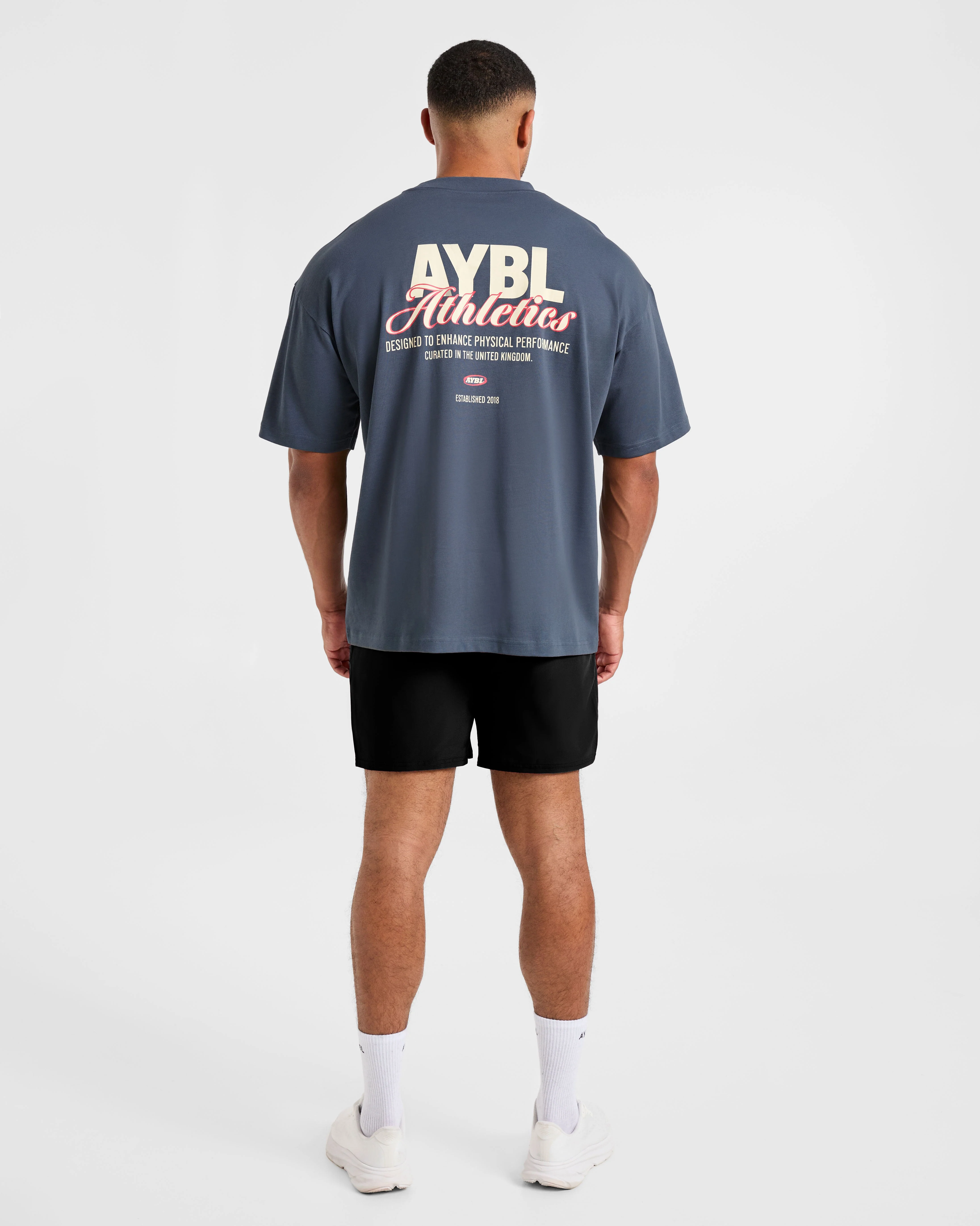 Athletics Script Oversized T Shirt - Vintage Bleu - Image 4