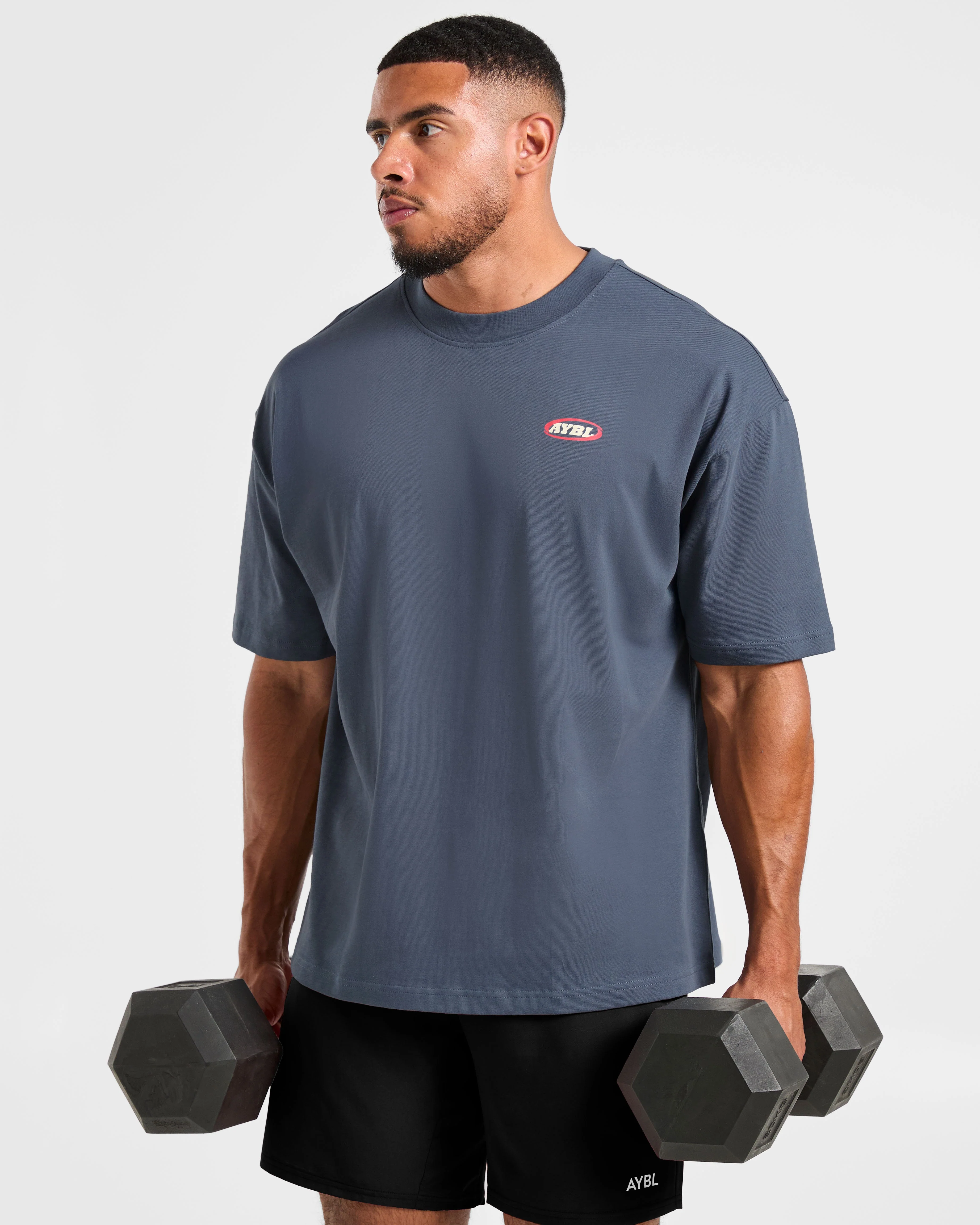 Athletics Script Oversized T Shirt - Vintage Bleu - Image 7