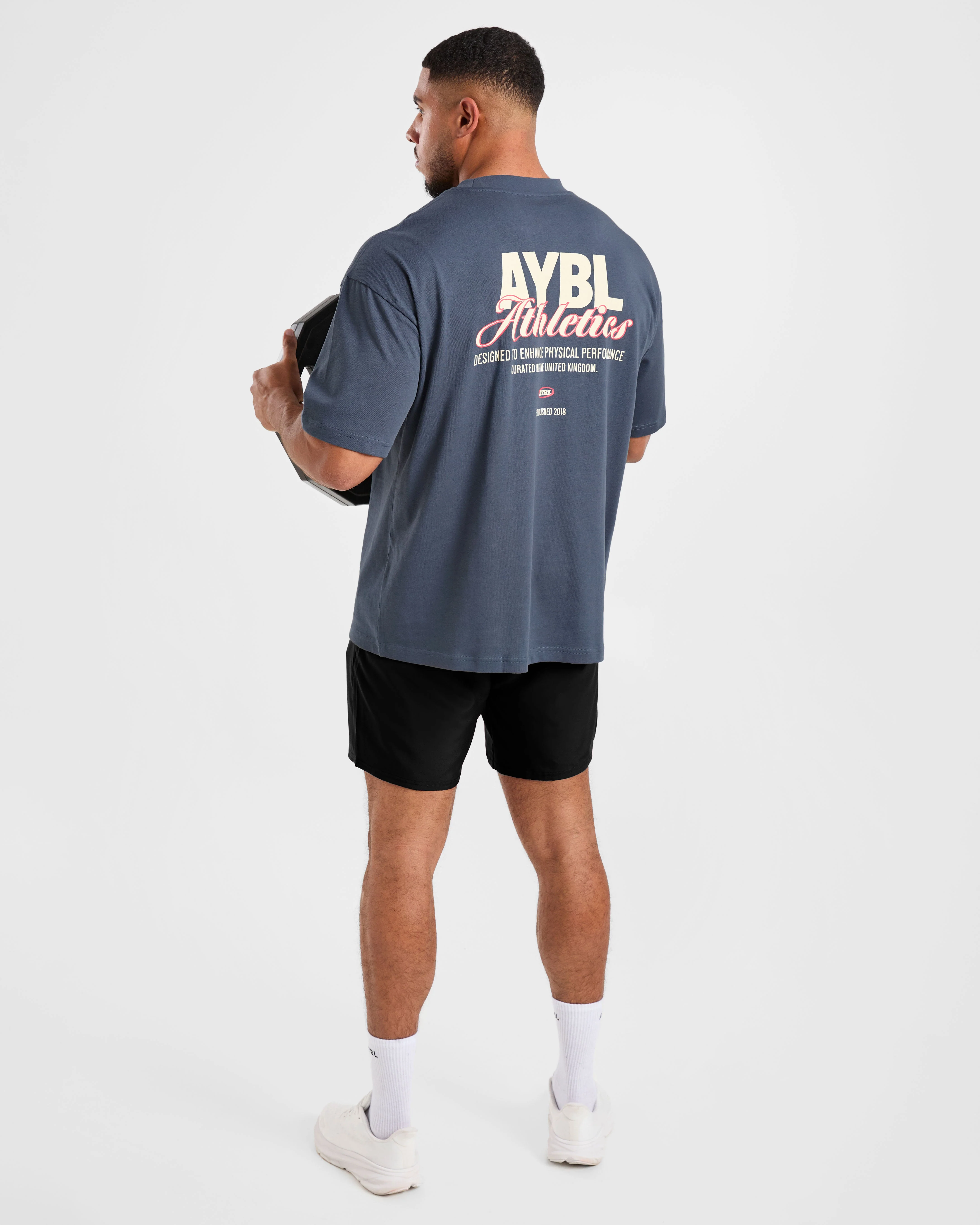 Athletics Script Oversized T Shirt - Vintage Bleu - Image 8