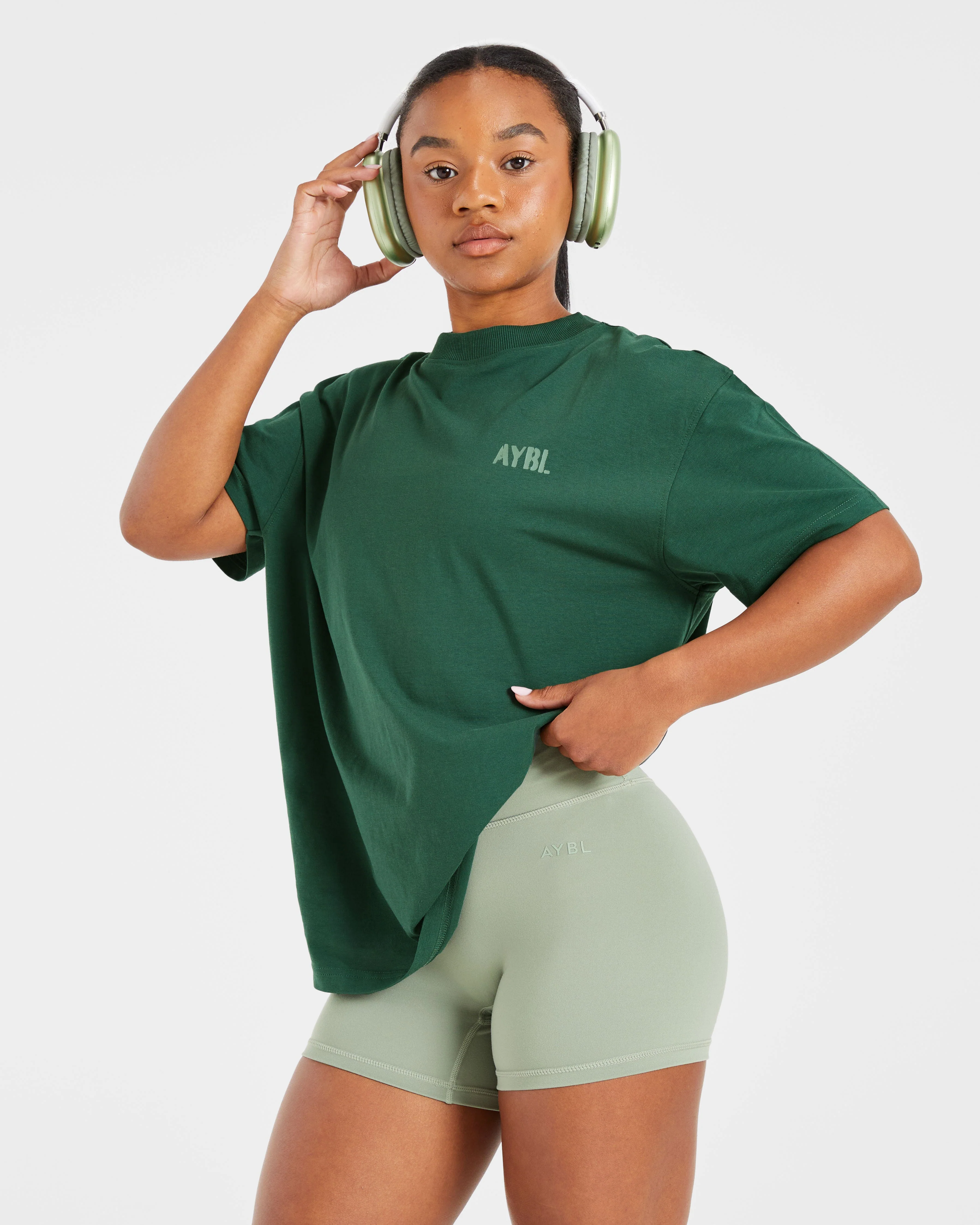 Athletics Strength Club Oversized T Shirt - Forest Vert - Image 7