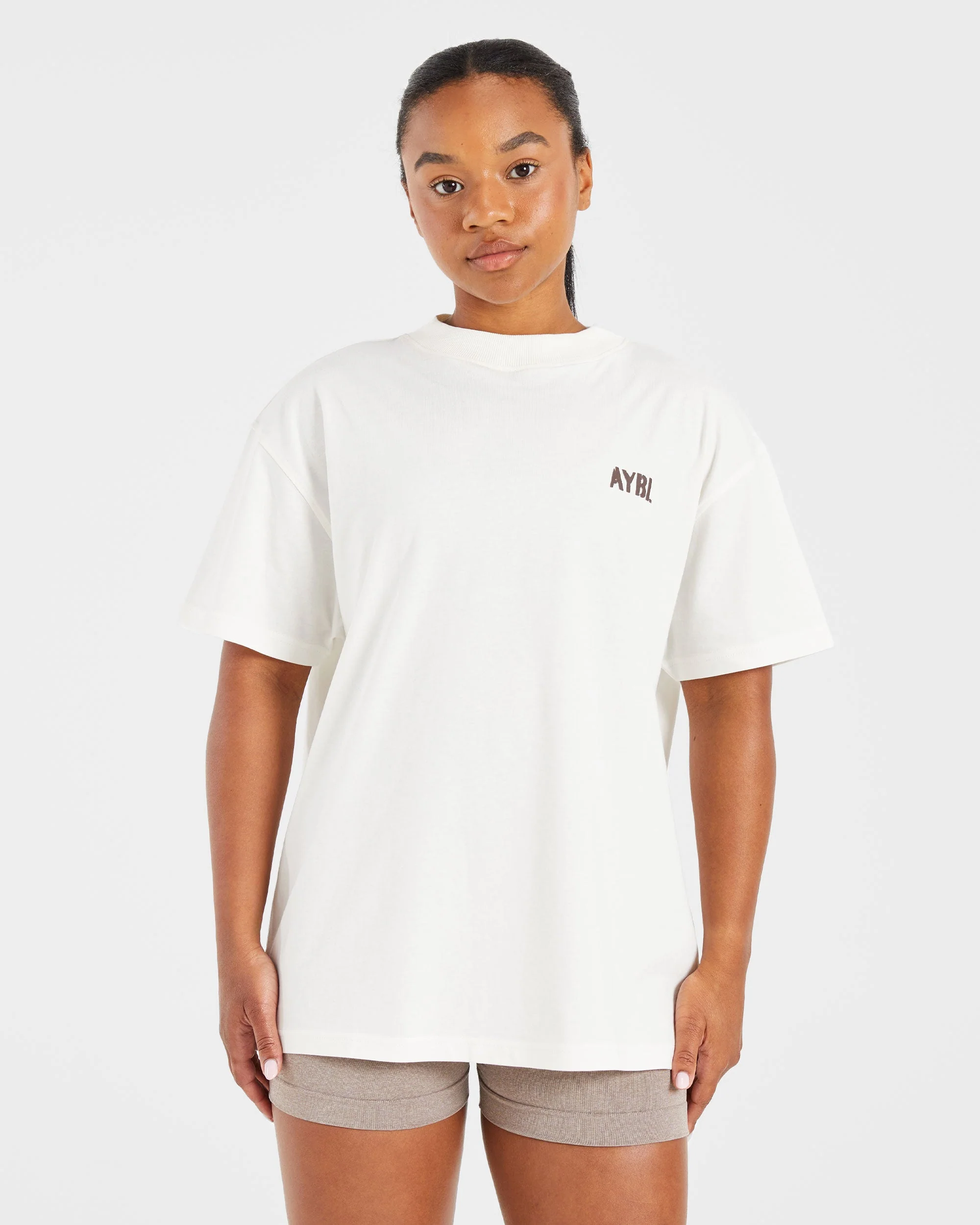 Athletics Strength Club Oversized T Shirt - Off White/Brown - Image 2