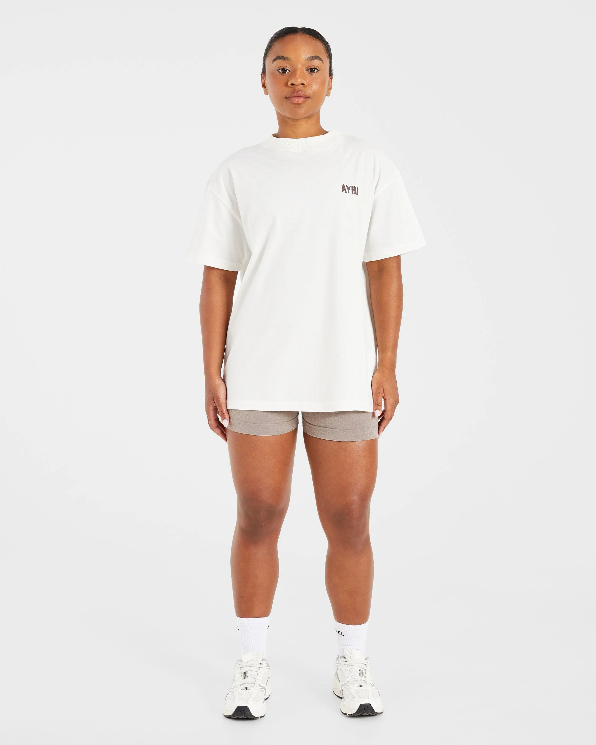 Athletics Strength Club Oversized T Shirt - Off White/Brown - Image 3