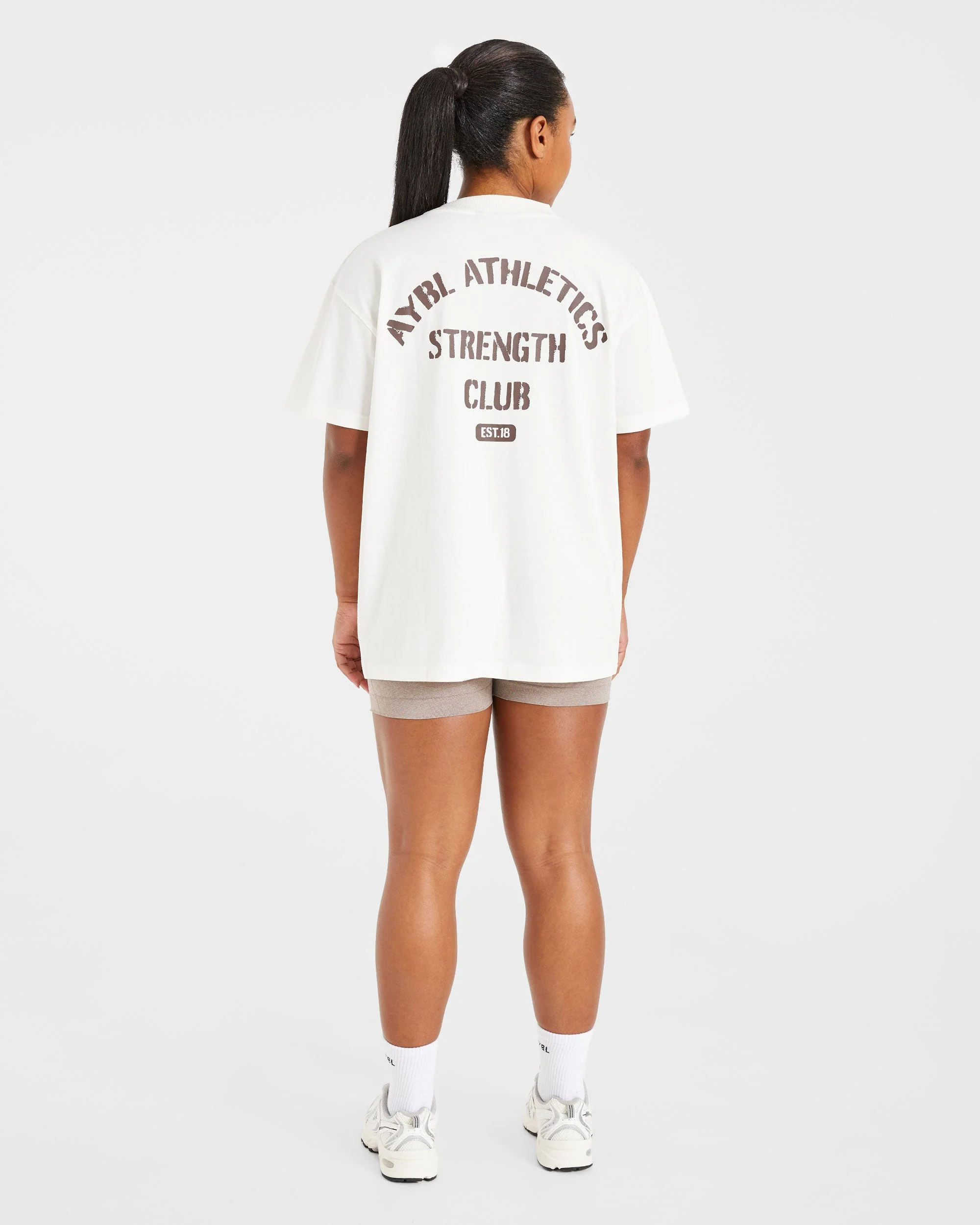 Athletics Strength Club Oversized T Shirt - Off White/Brown - Image 4