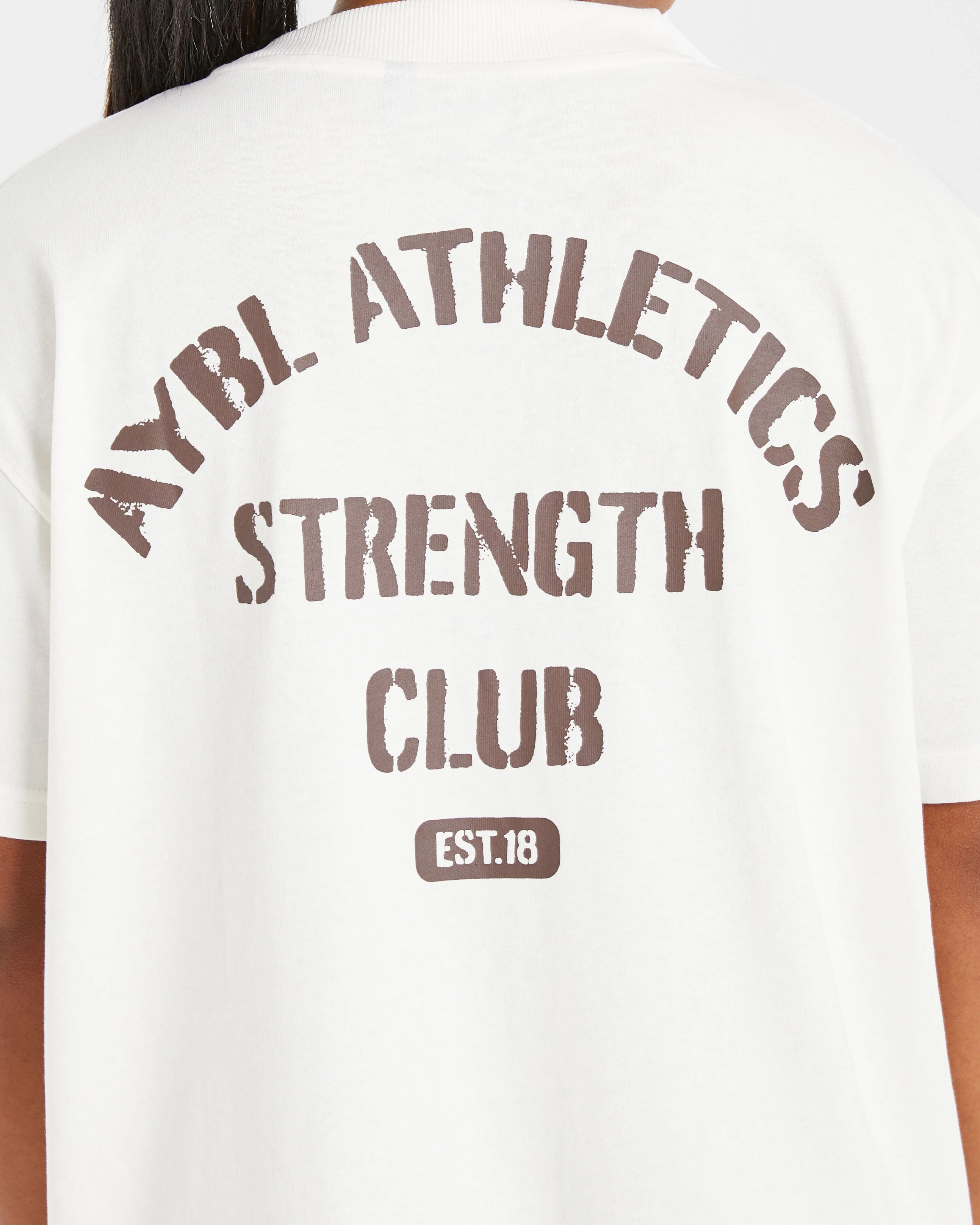 Athletics Strength Club Oversized T Shirt - Off White/Brown - Image 6