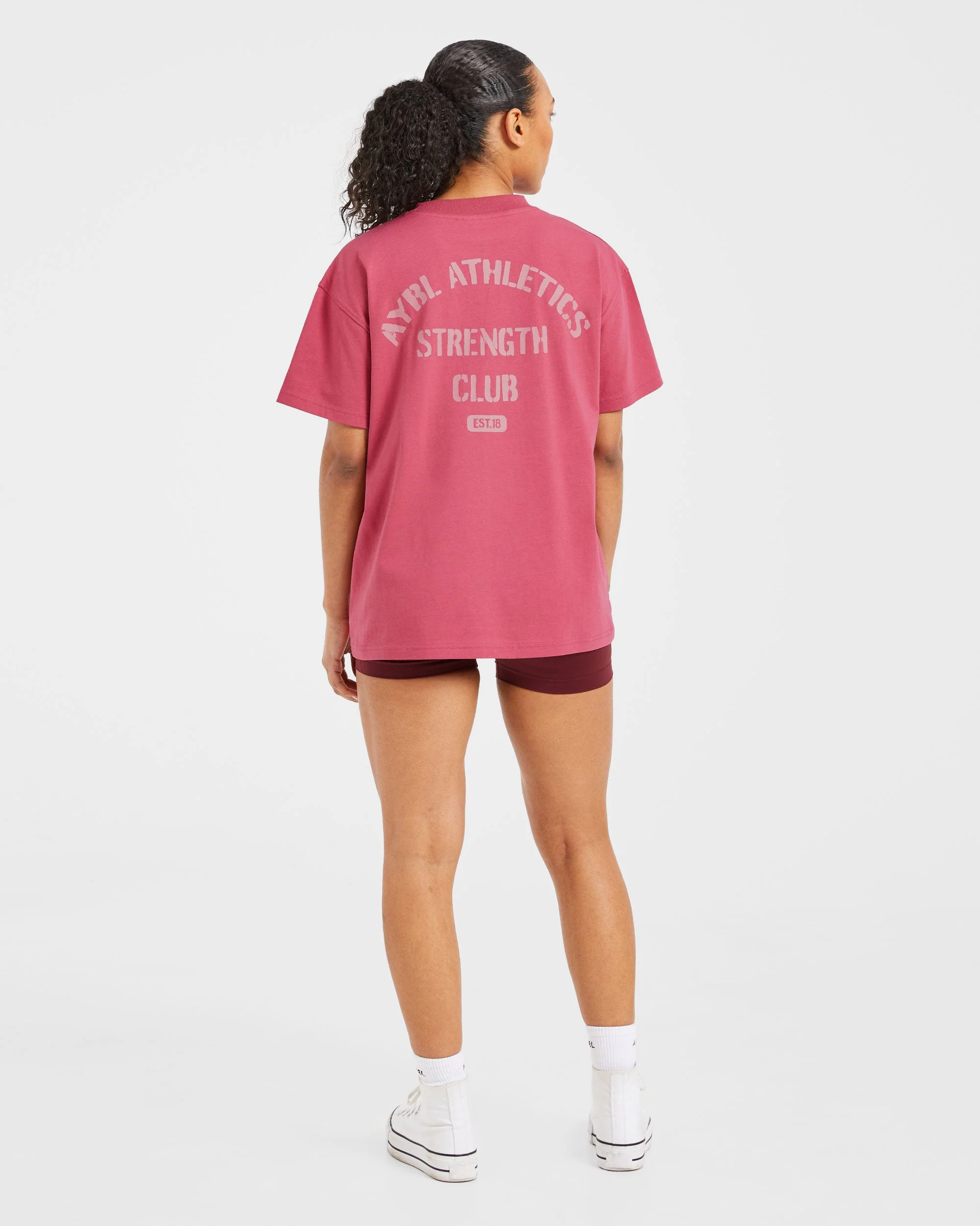 Athletics Strength Club Oversized T Shirt - Washed Coral - Image 4