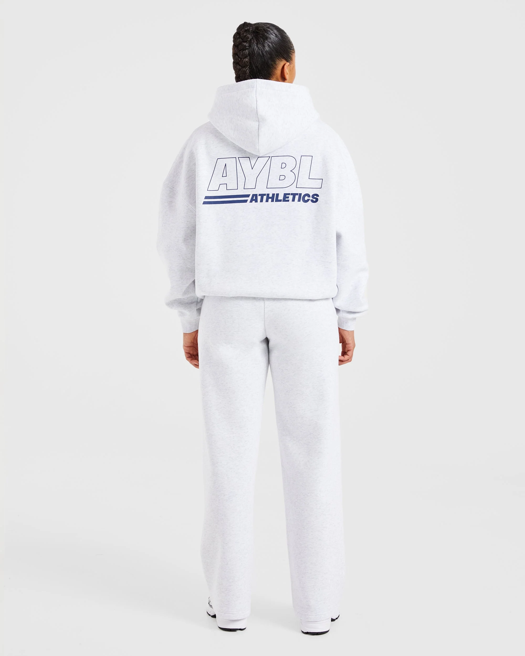 Athletics Track Oversized Hoodie - Heather Grey/Navy - Image 3