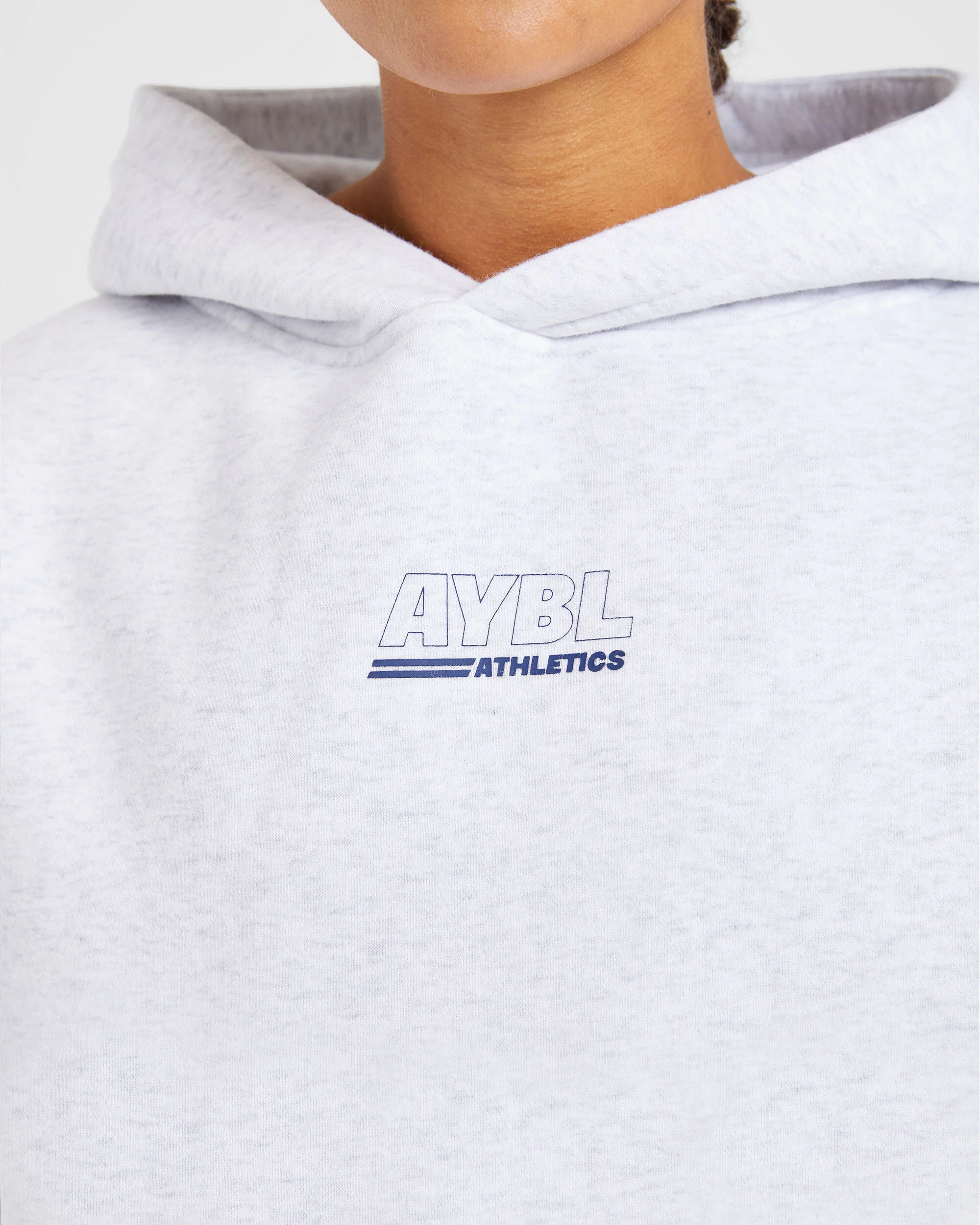 Athletics Track Oversized Hoodie - Heather Grey/Navy - Image 5