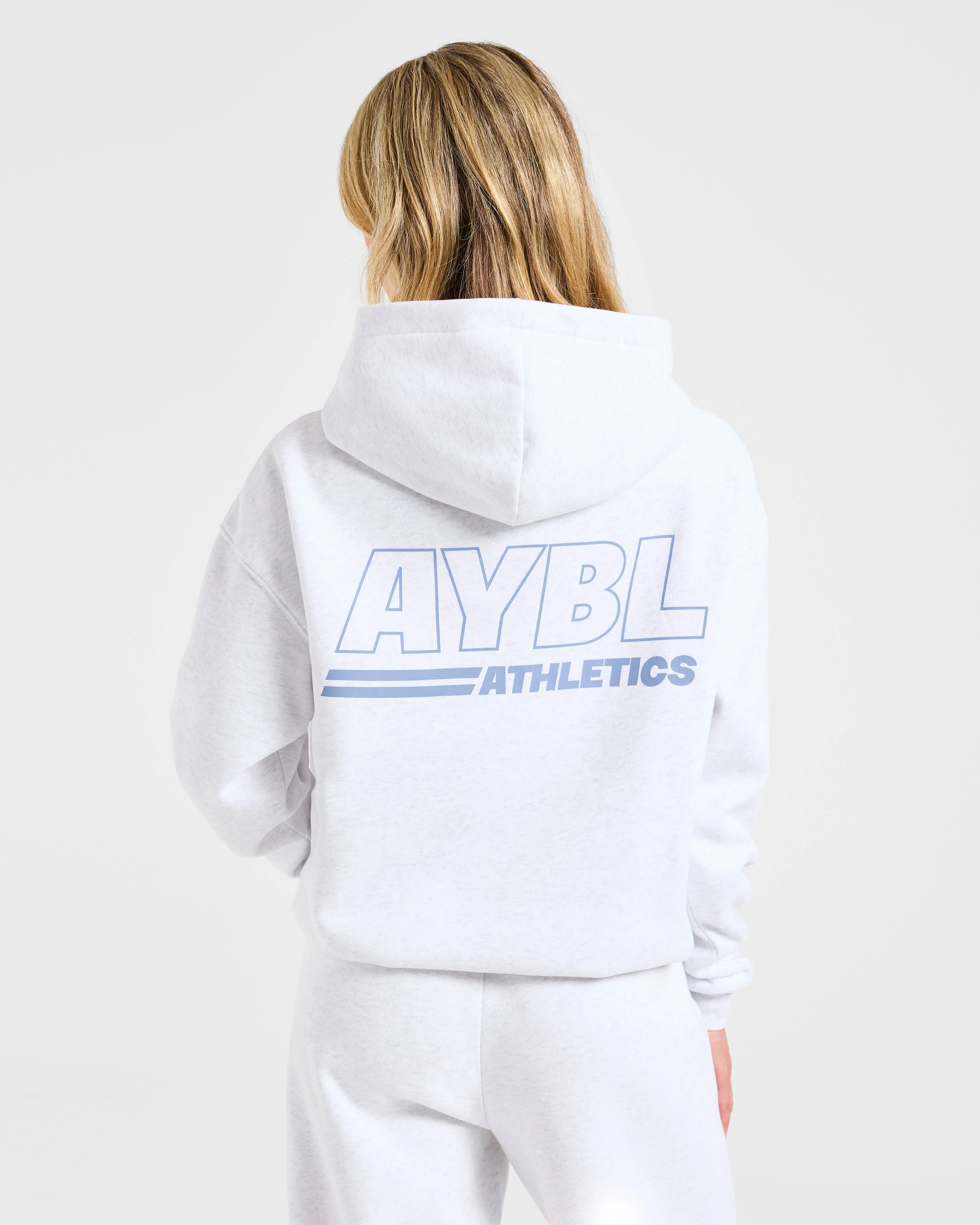 Athletics Track Oversized Hoodie - Heather Gris/Slate Bleu - Image 2