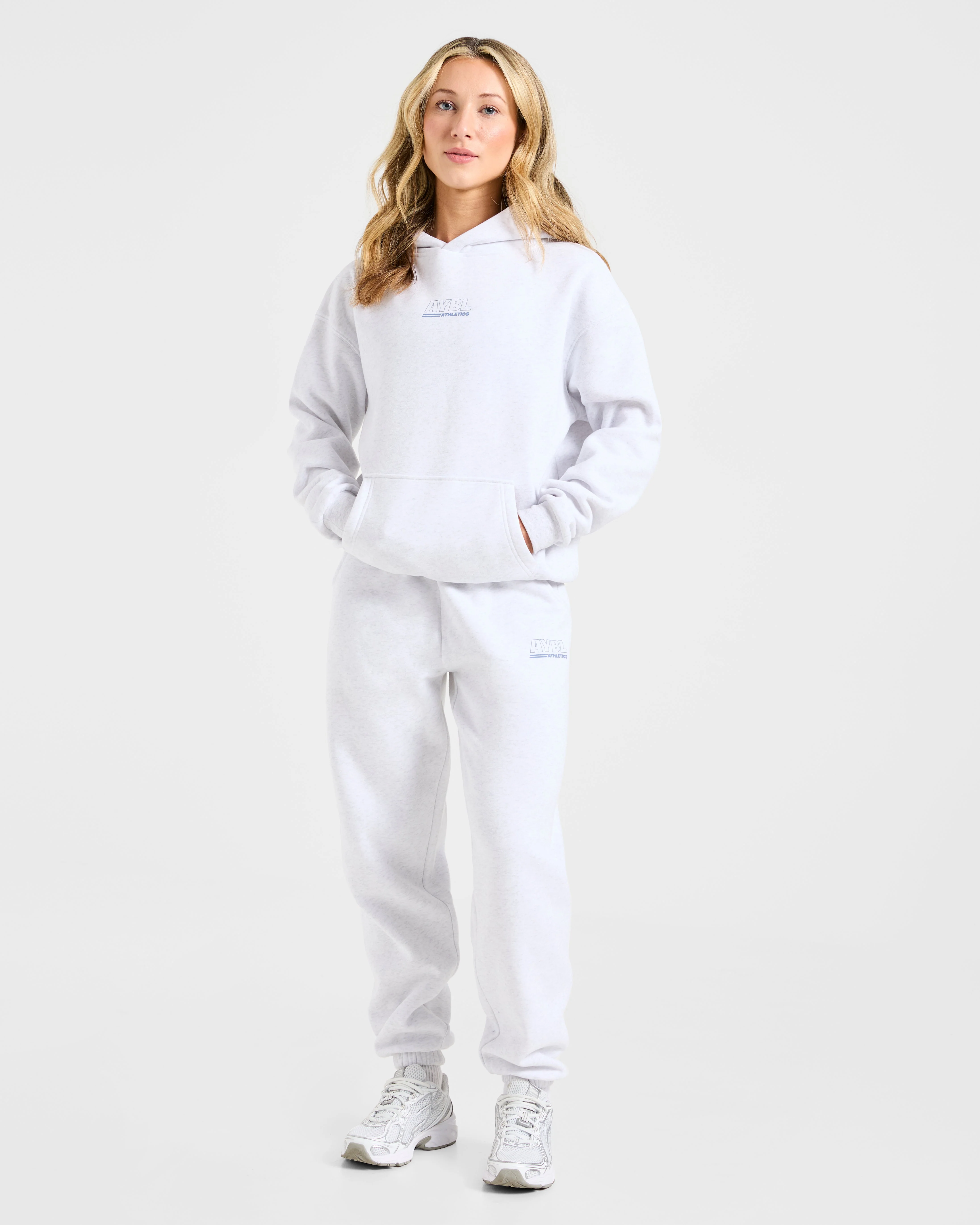 Athletics Track Oversized Hoodie - Heather Gris/Slate Bleu - Image 3