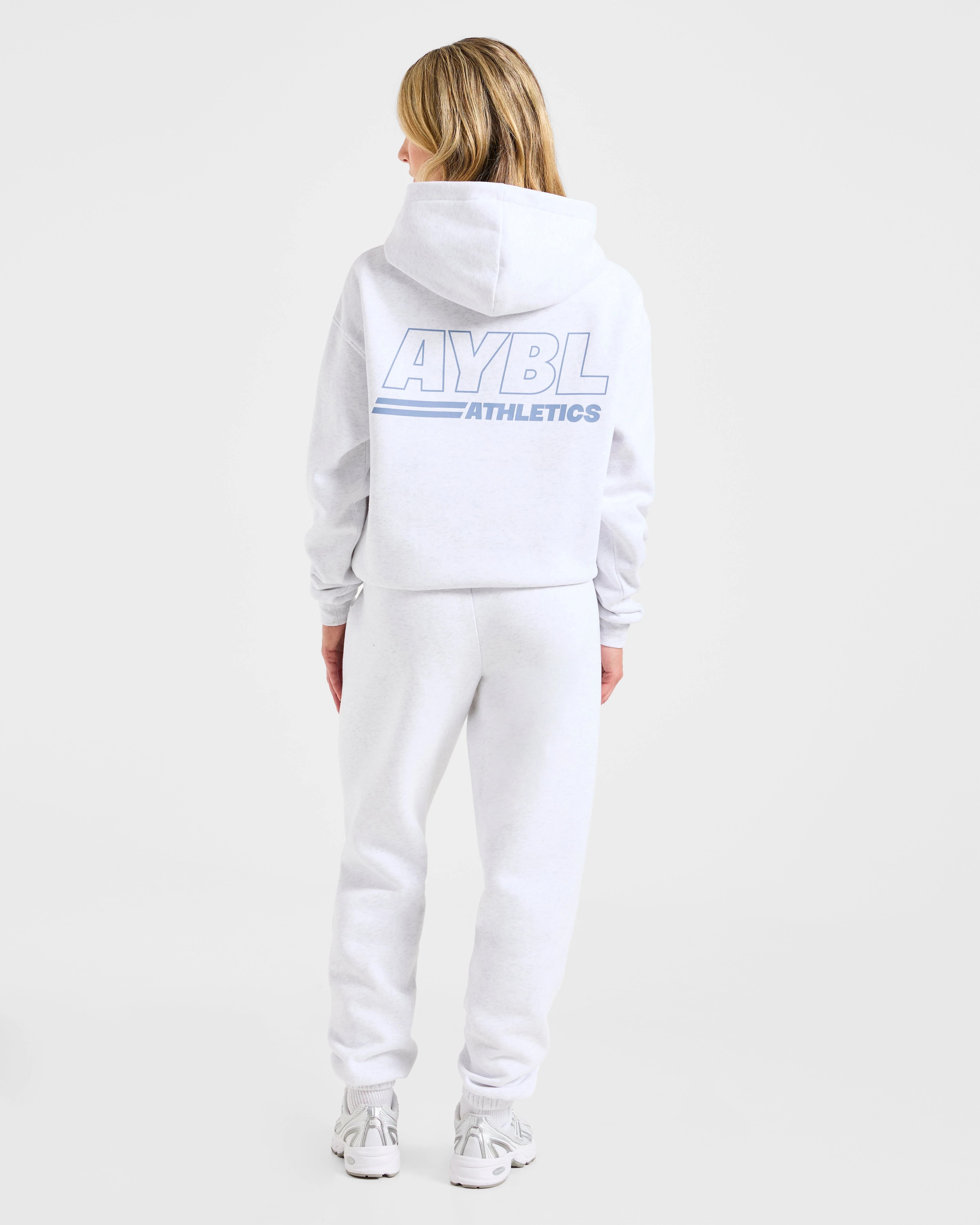 Athletics Track Oversized Hoodie - Heather Gris/Slate Bleu - Image 4