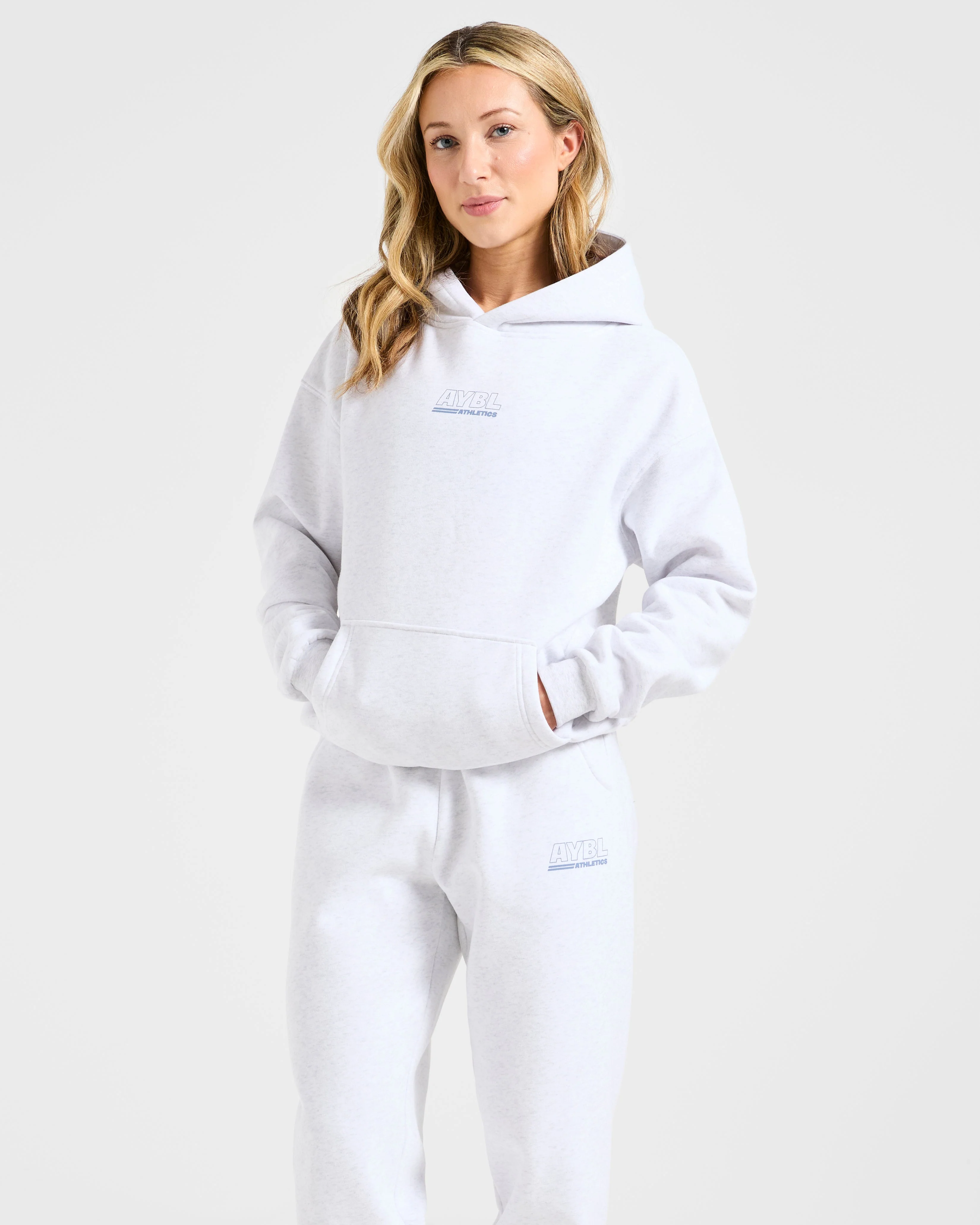 Athletics Track Oversized Hoodie - Heather Gris/Slate Bleu - Image 7