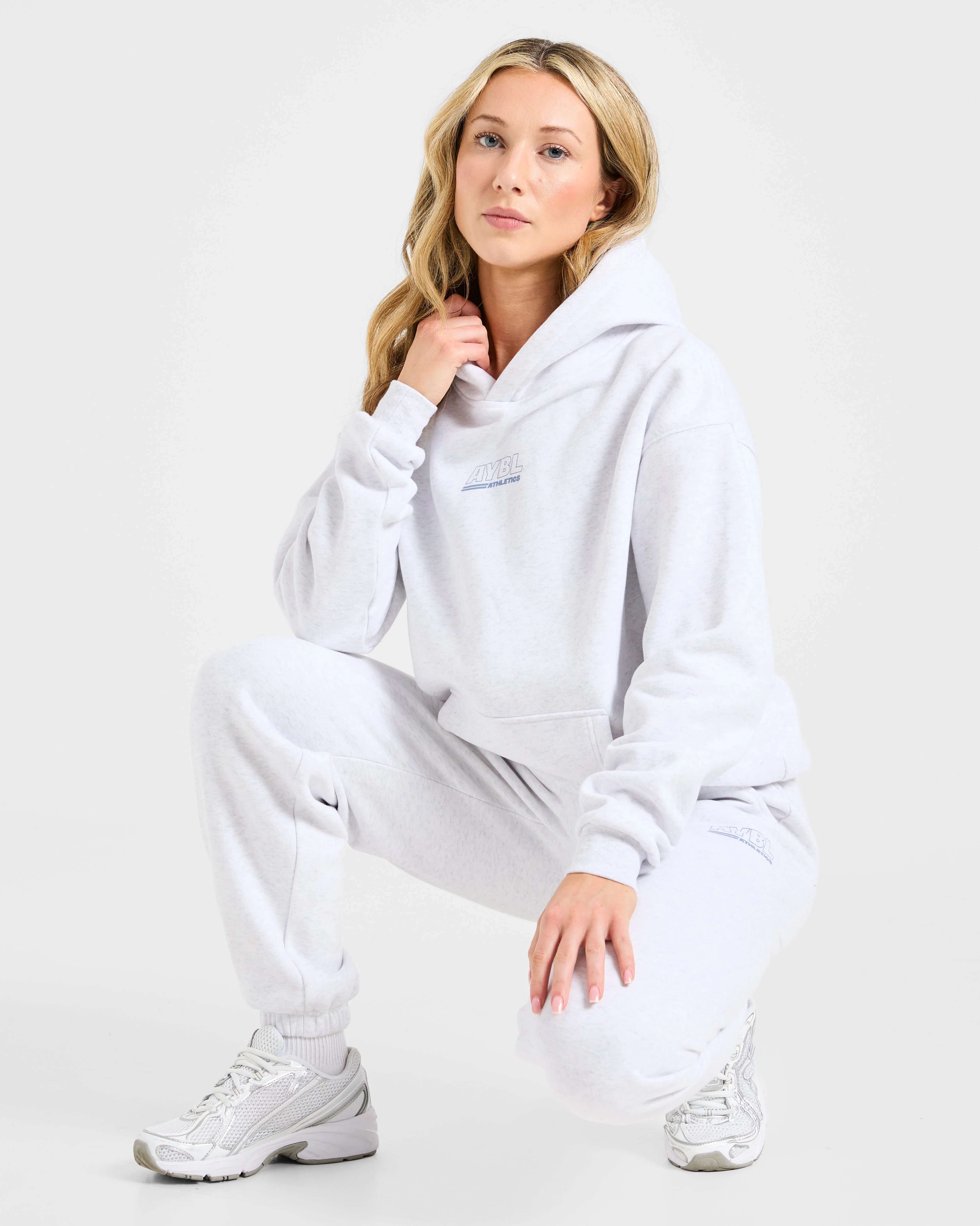 Athletics Track Oversized Hoodie - Heather Gris/Slate Bleu - Image 8