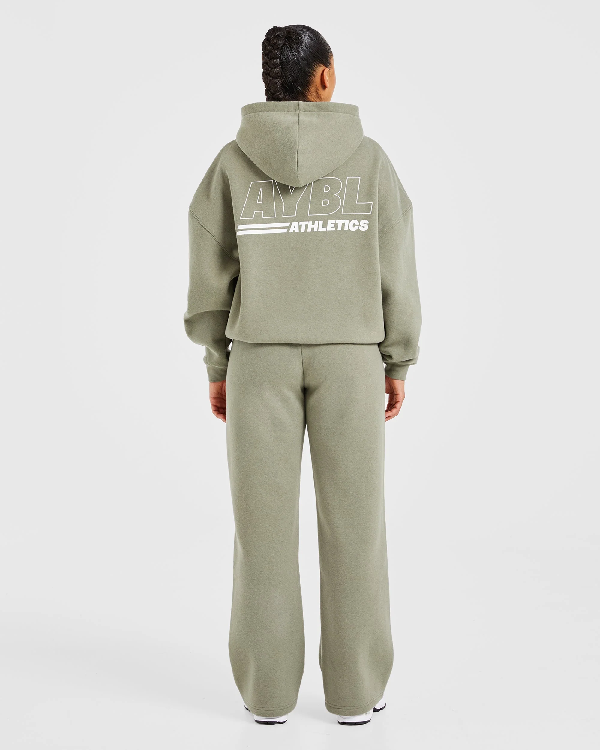 Athletics Track Oversized Straight Leg Joggers - Muted Olive - Image 4
