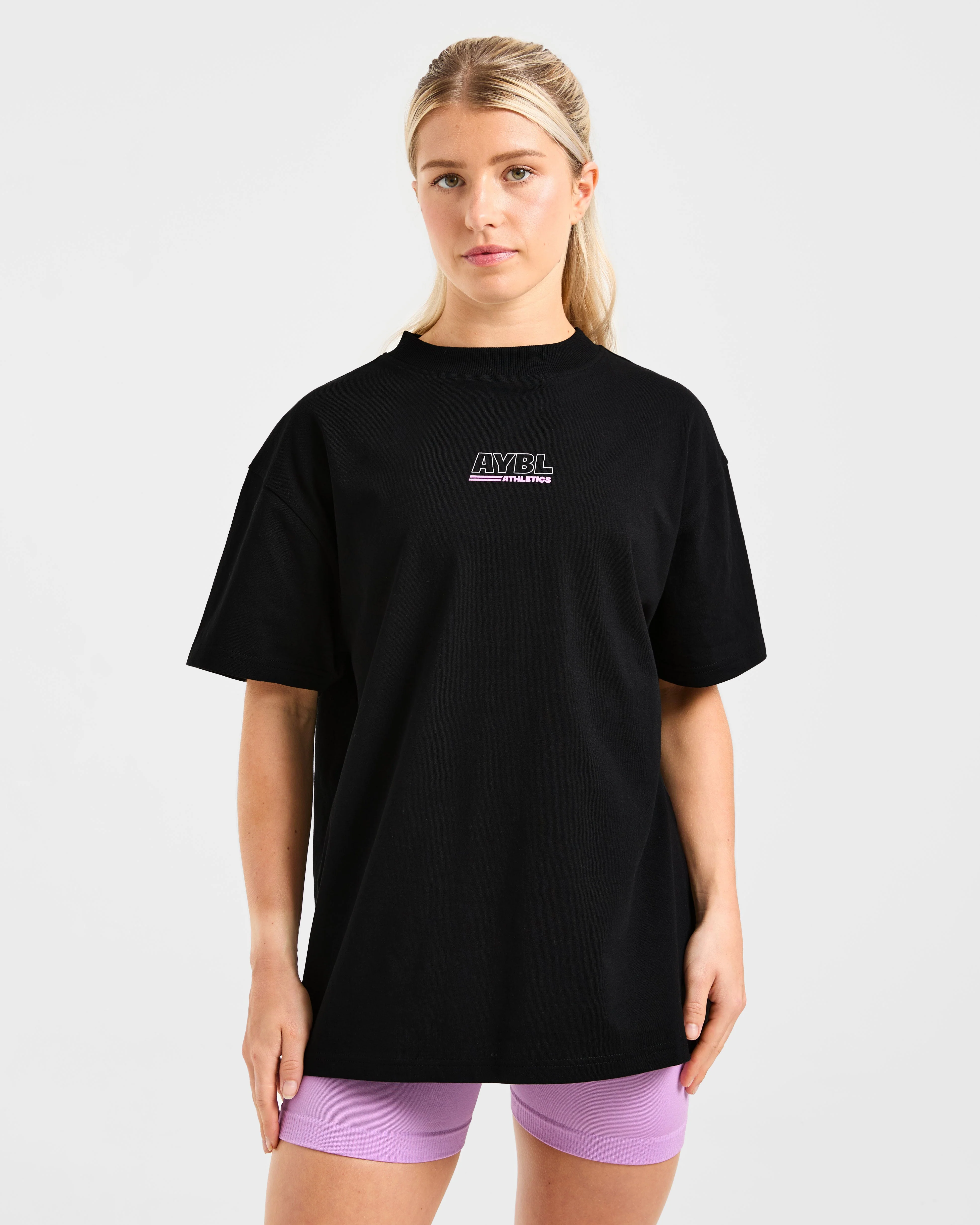 Athletics Track Oversized T Shirt - Noir/Rose - Image 2