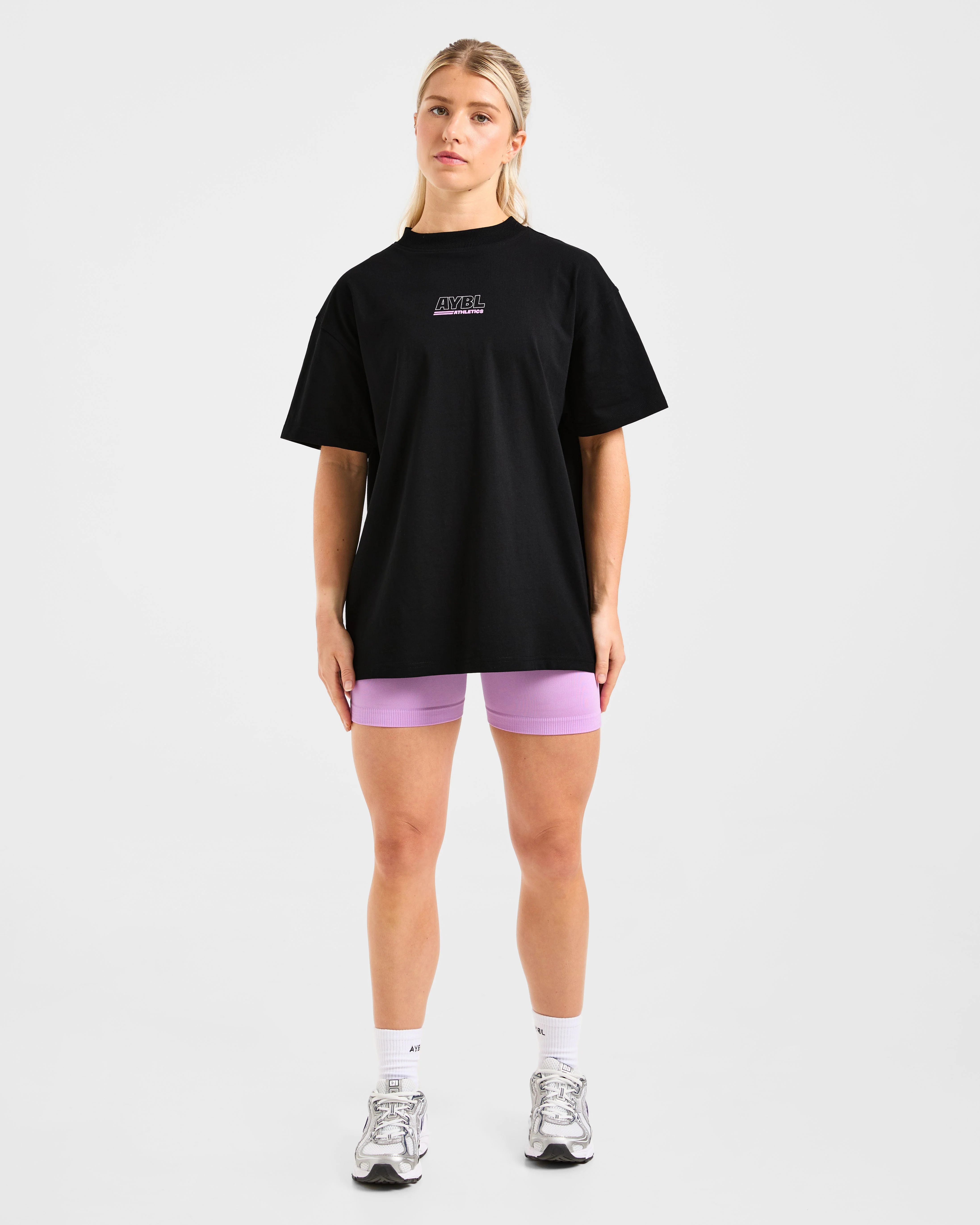 Athletics Track Oversized T Shirt - Noir/Rose - Image 3