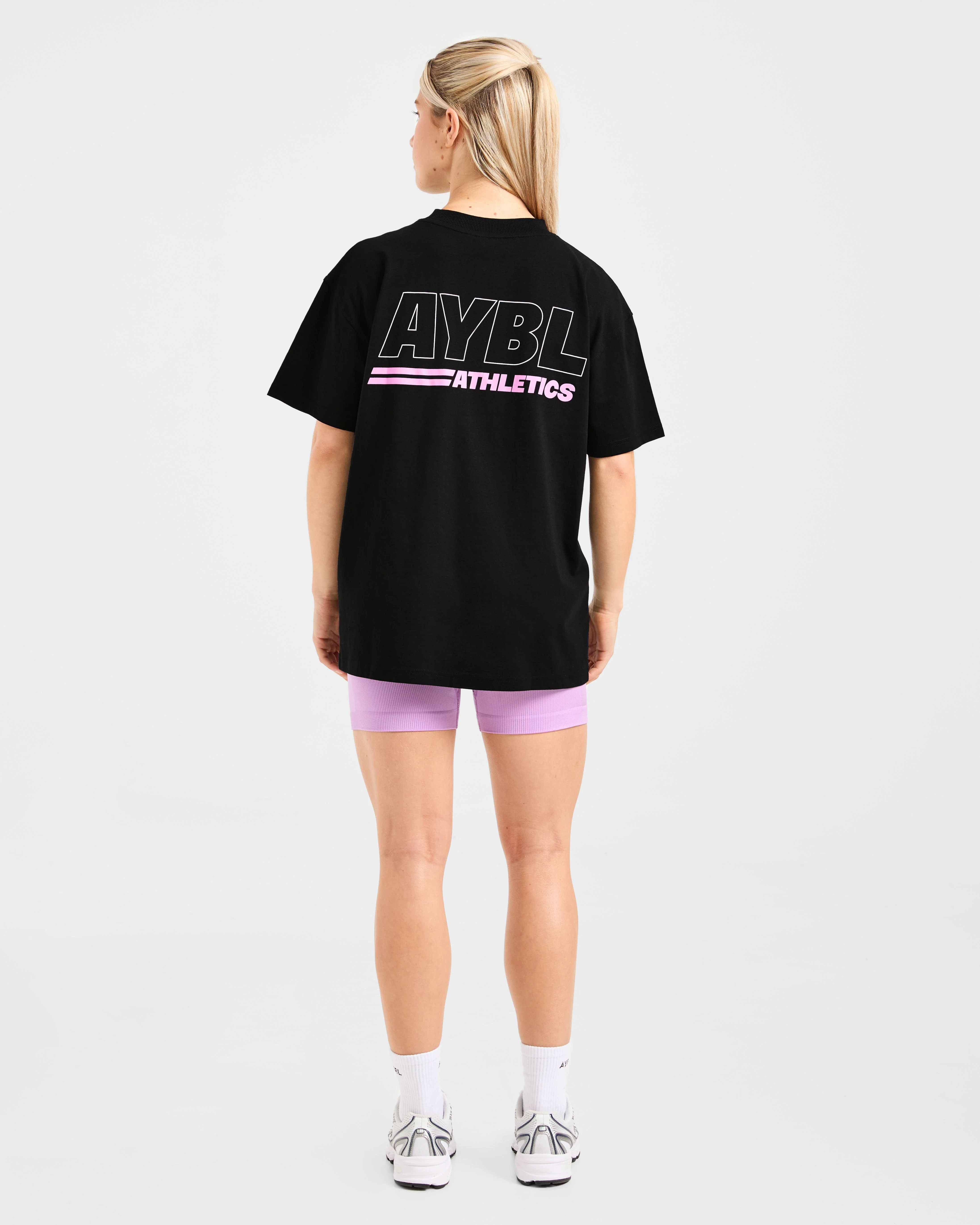 Athletics Track Oversized T Shirt - Noir/Rose - Image 4