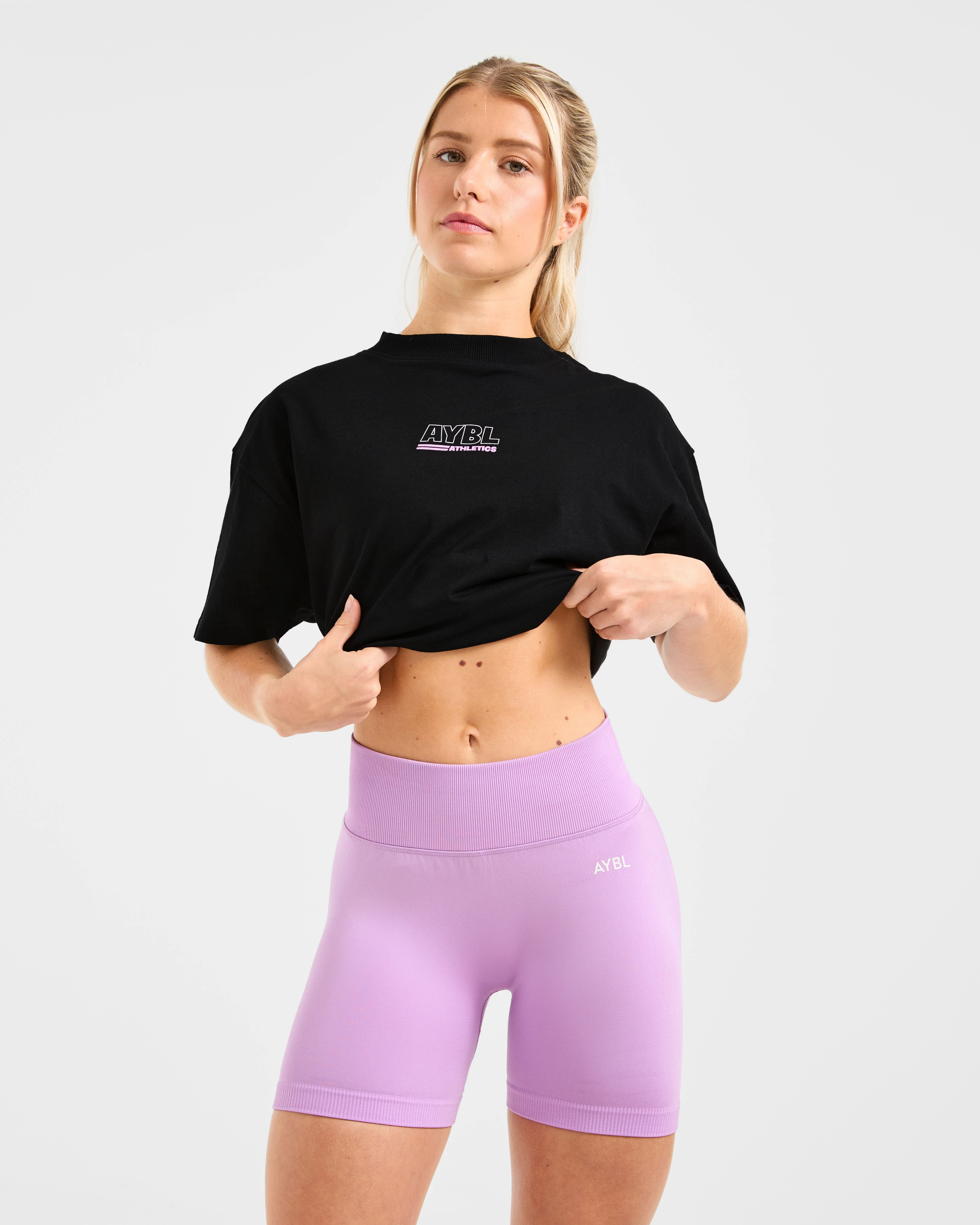 Athletics Track Oversized T Shirt - Noir/Rose - Image 7