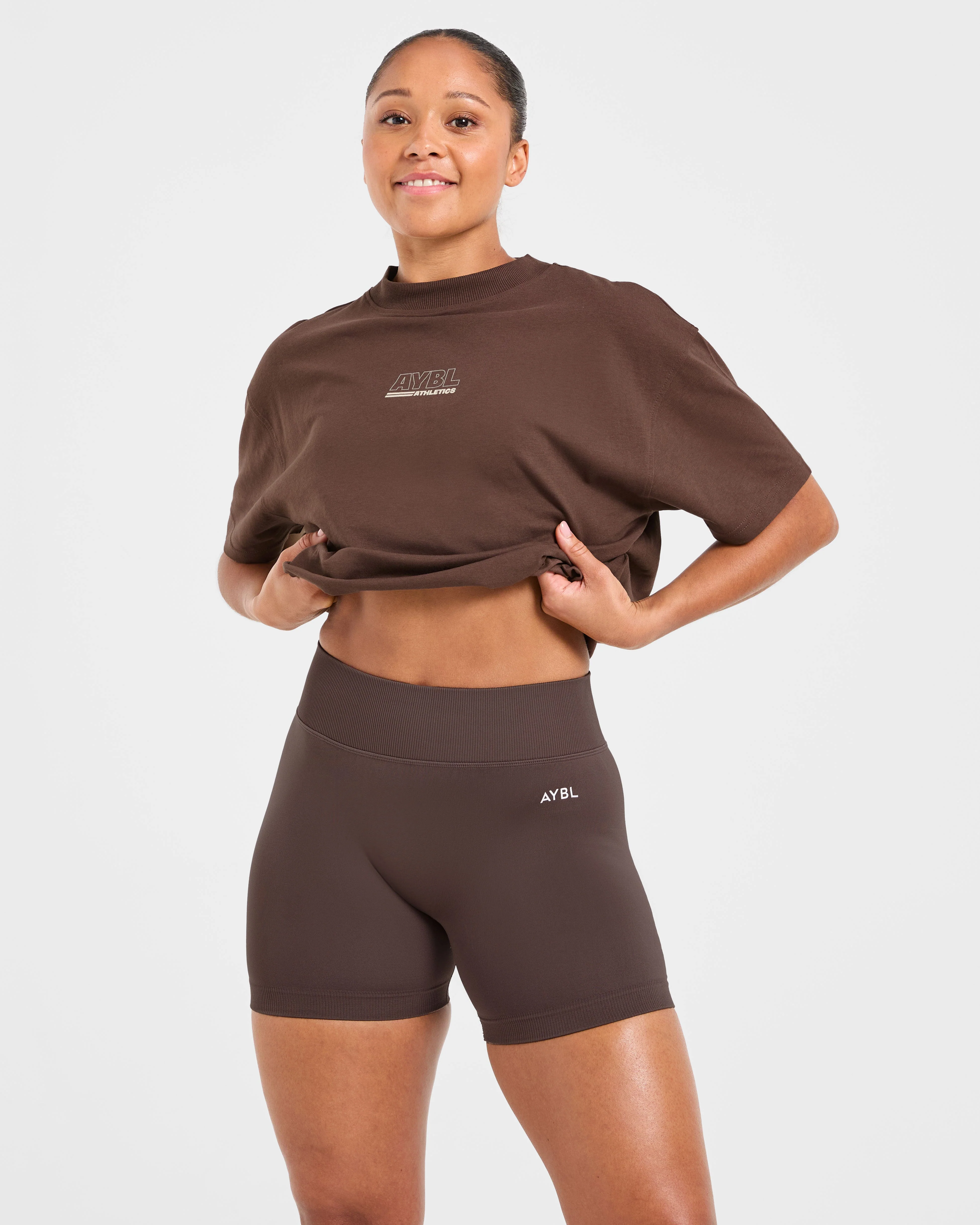 Athletics Track Oversized T Shirt - Marron/Sand - Image 8
