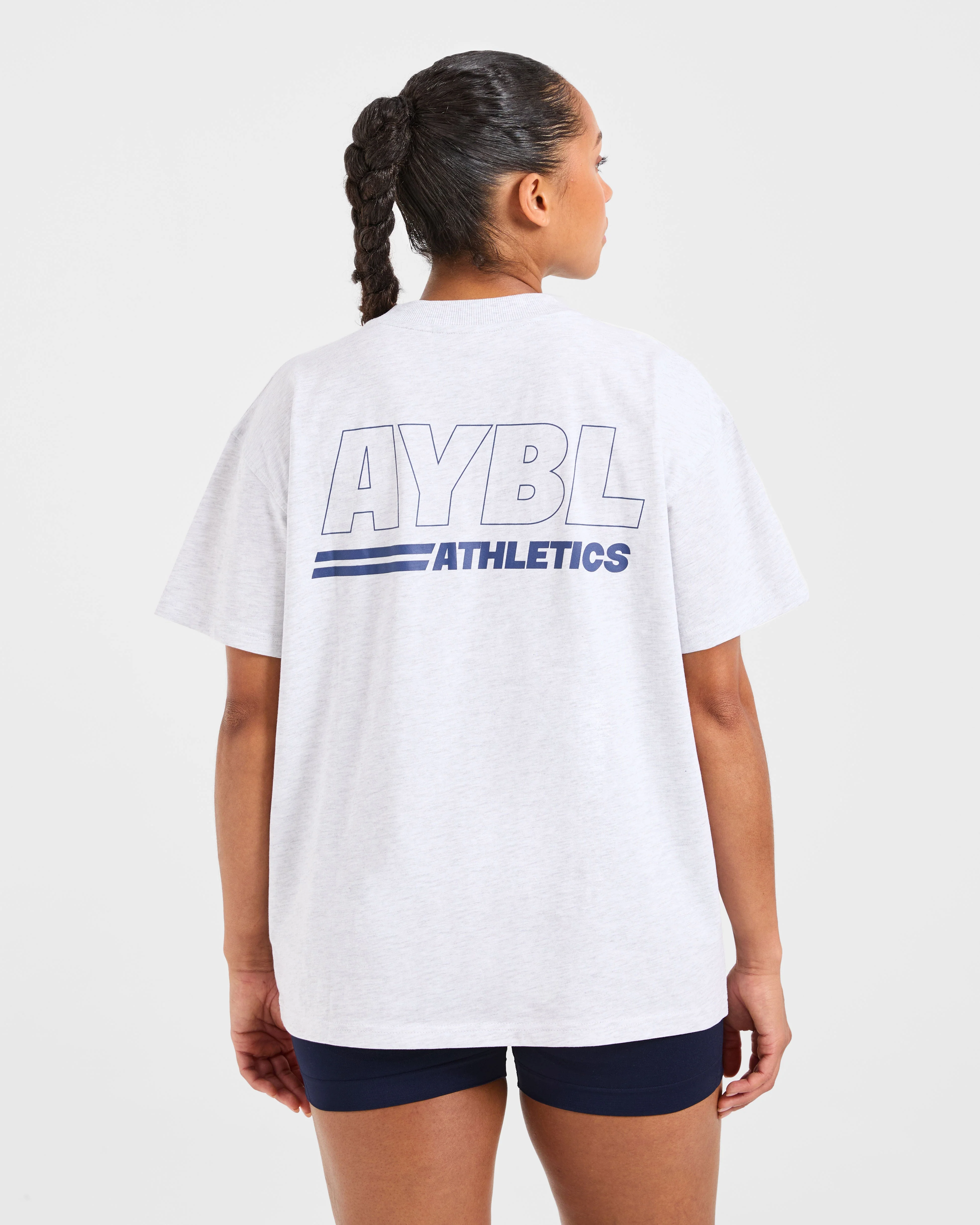 Athletics Track Oversized T Shirt - Heather Grey/Navy - Image 2