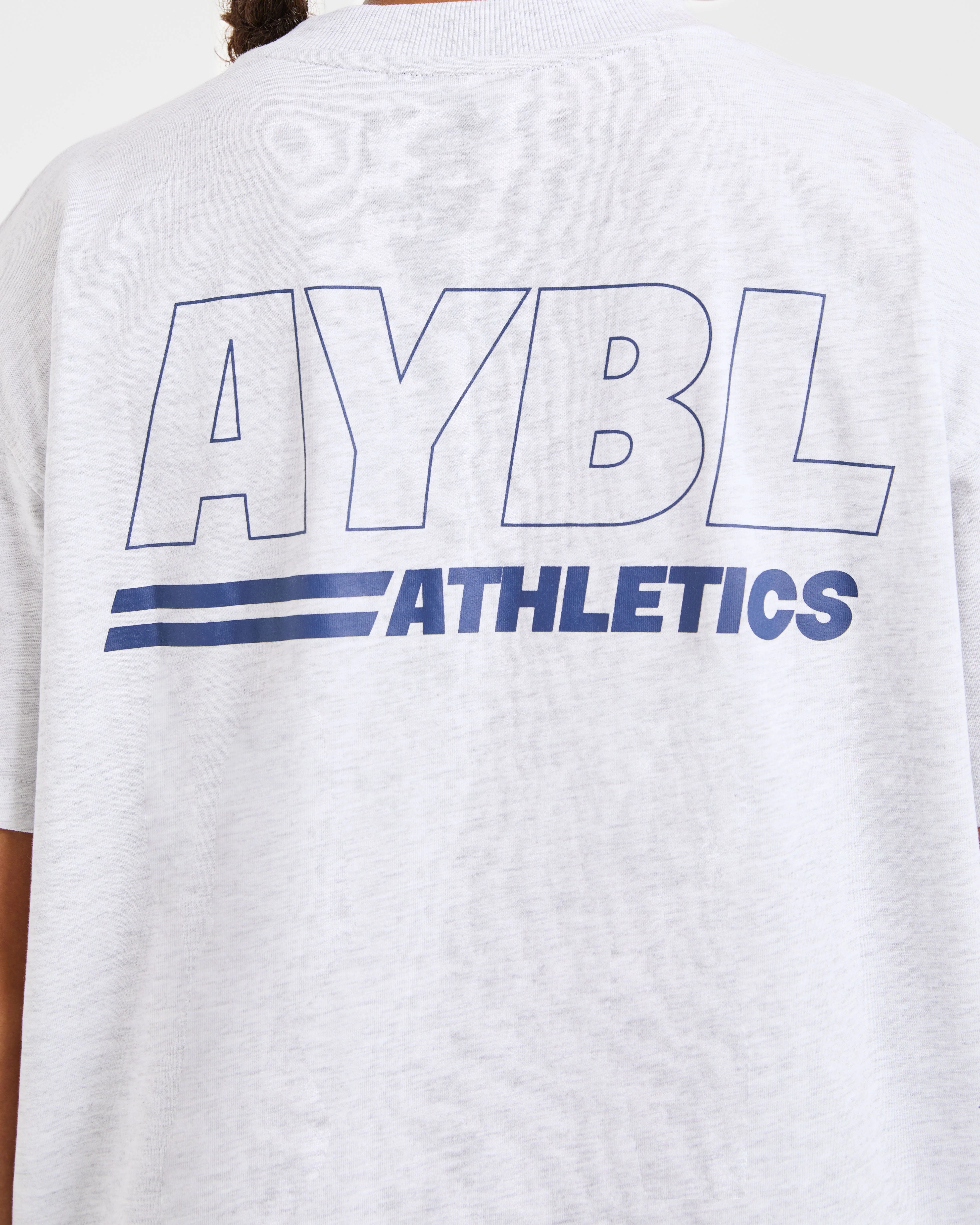 Athletics Track Oversized T Shirt - Heather Grey/Navy - Image 6