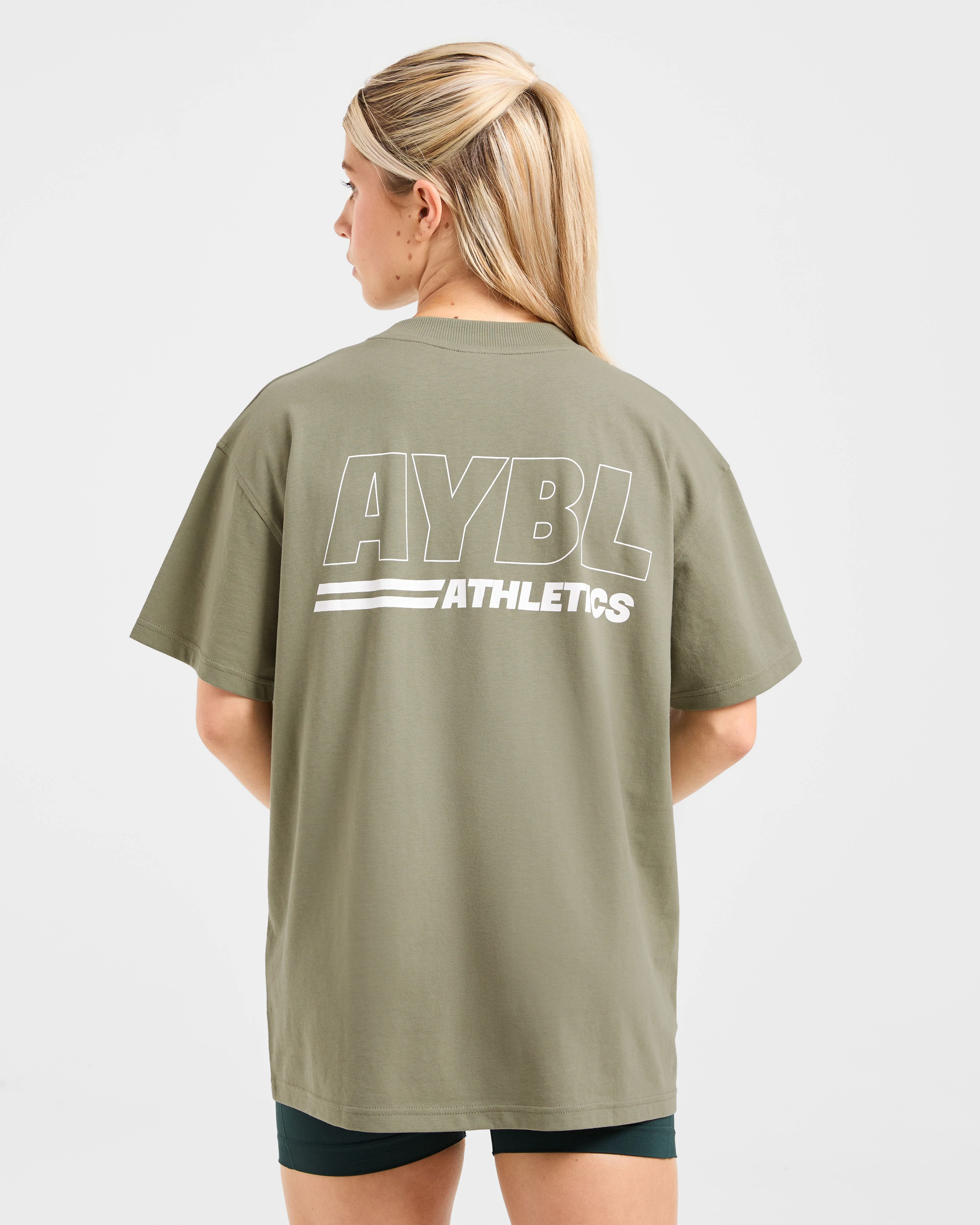 Athletics Track Oversized T Shirt - Muted Olive - Image 2