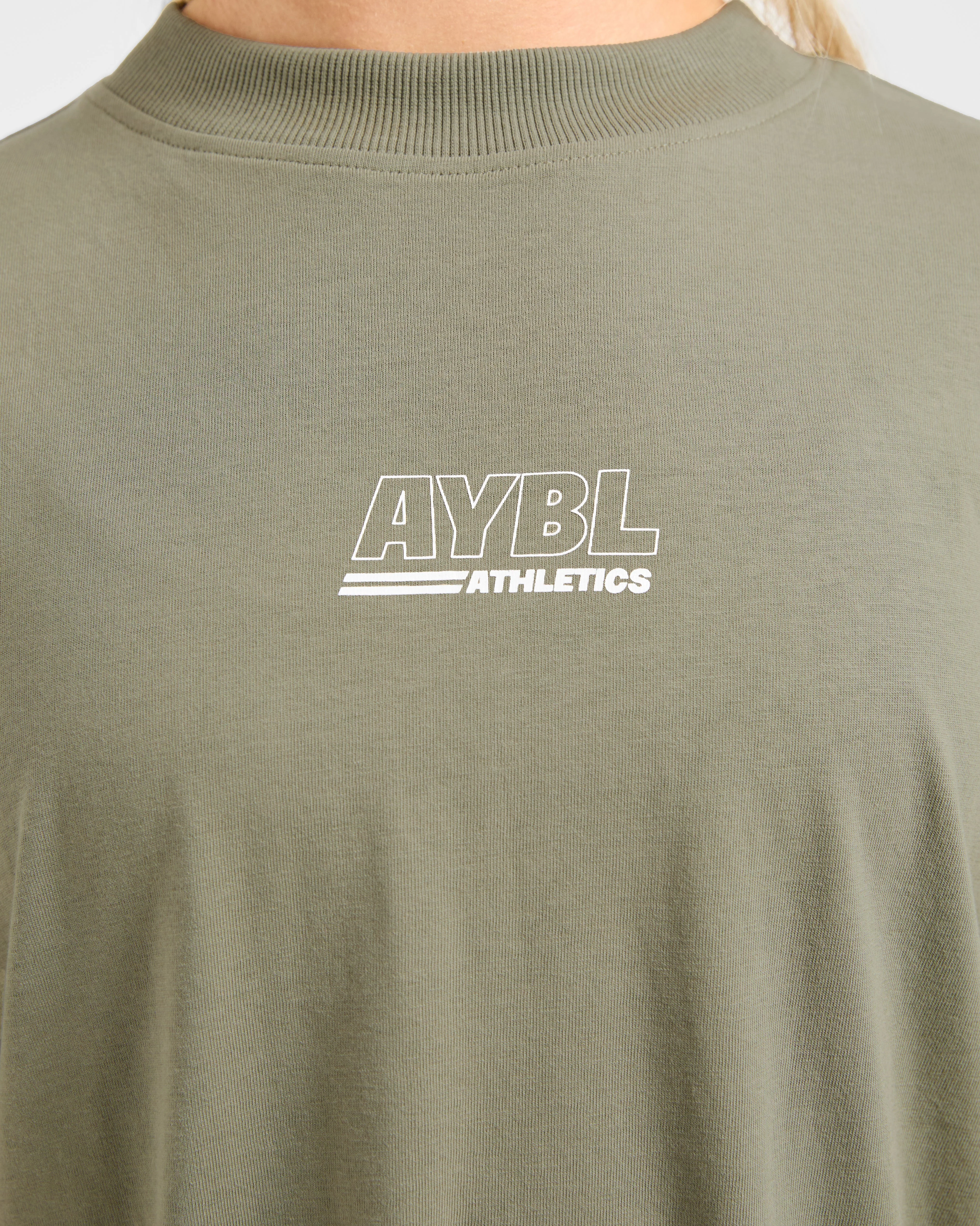 Athletics Track Oversized T Shirt - Muted Olive - Image 5