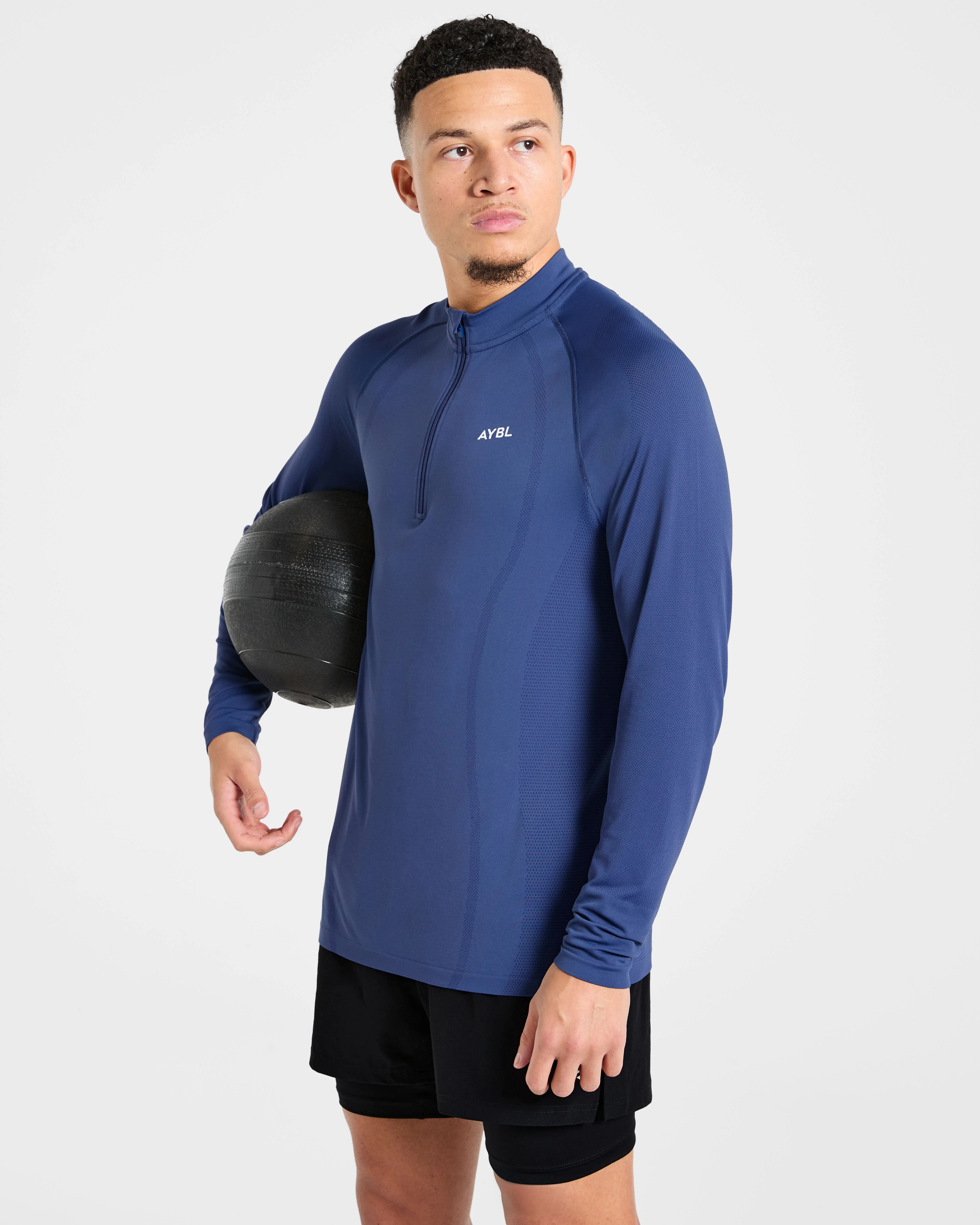 Attain Seamless 1/2 Zip Pullover - Dusky Navy - Image 7