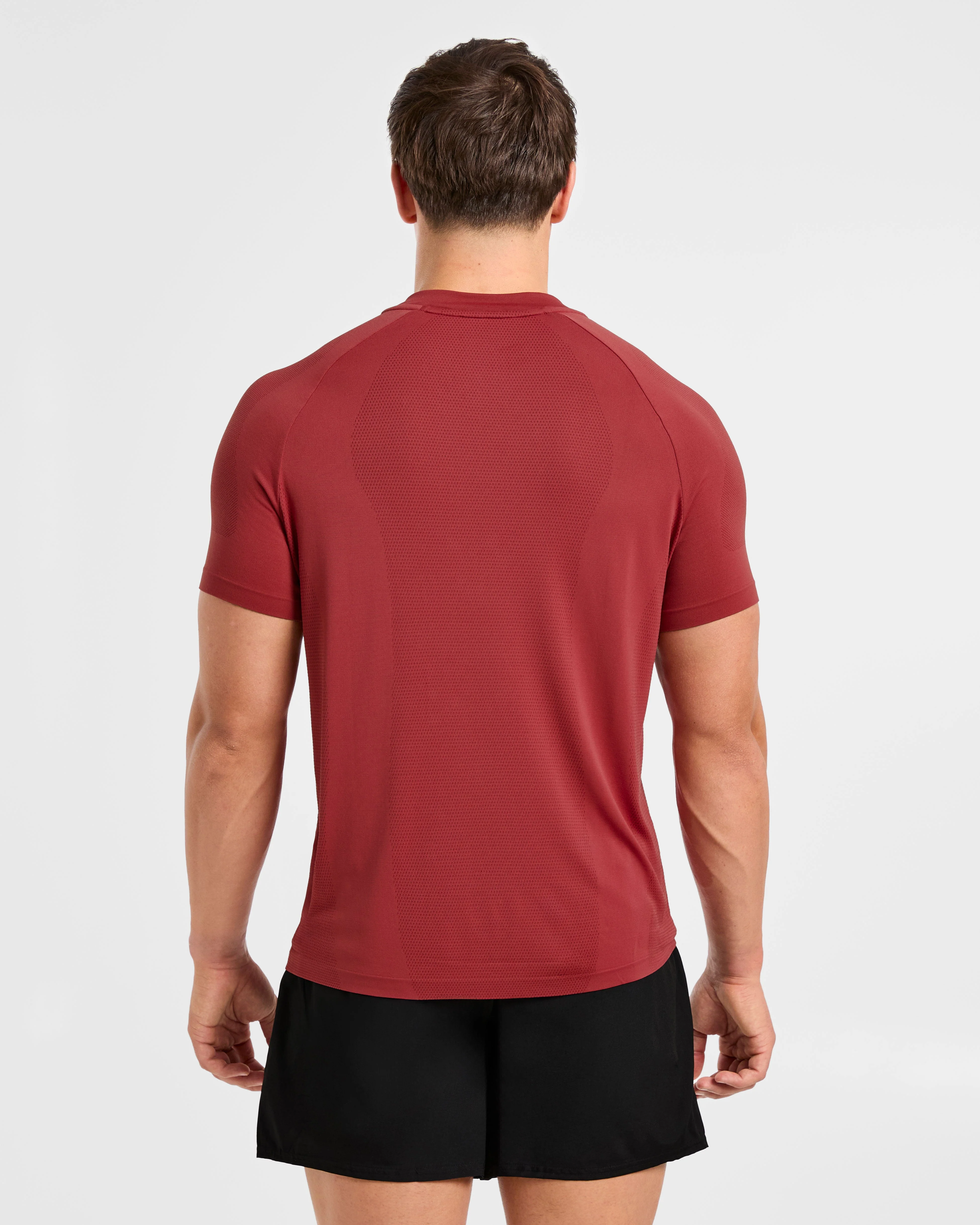 Attain Seamless T Shirt - Maroon Rouge - Image 2