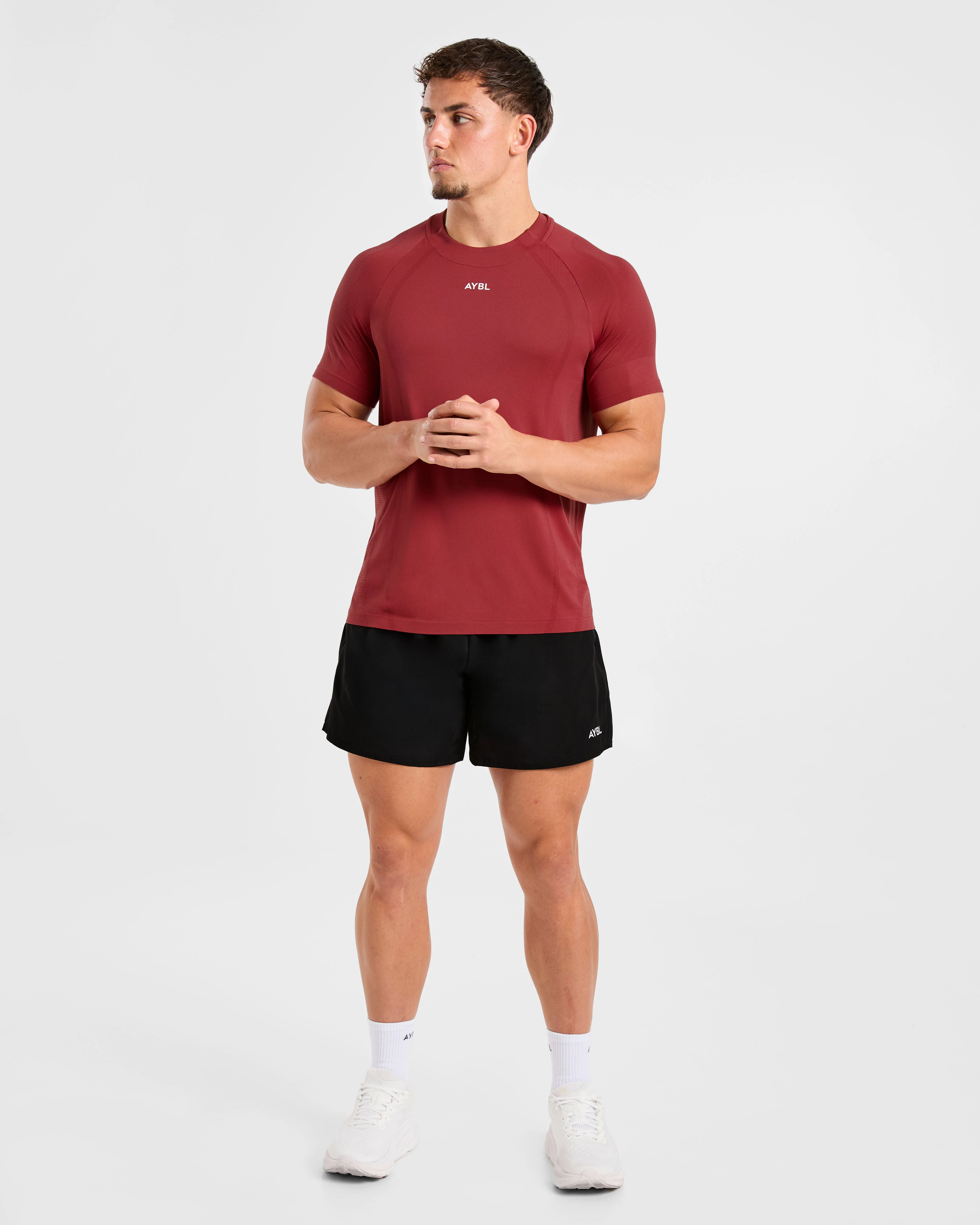 Attain Seamless T Shirt - Maroon Rouge - Image 3