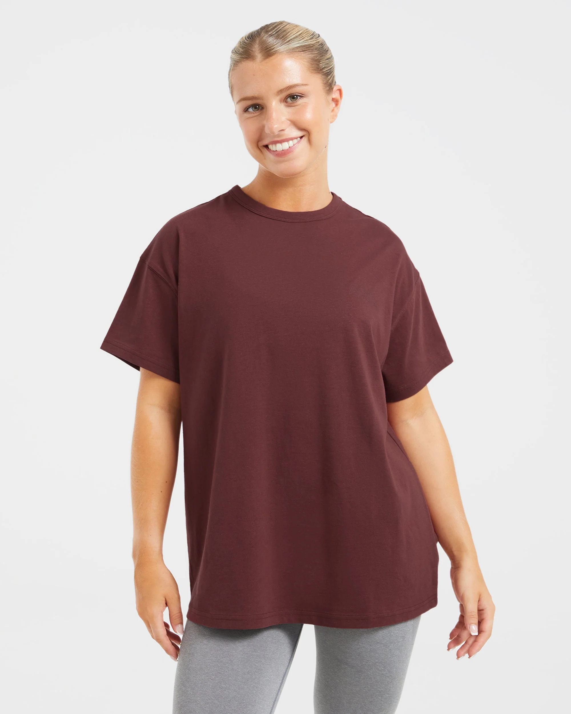 AYBL Athletics Oversized T Shirt - Burgundy - Image 2