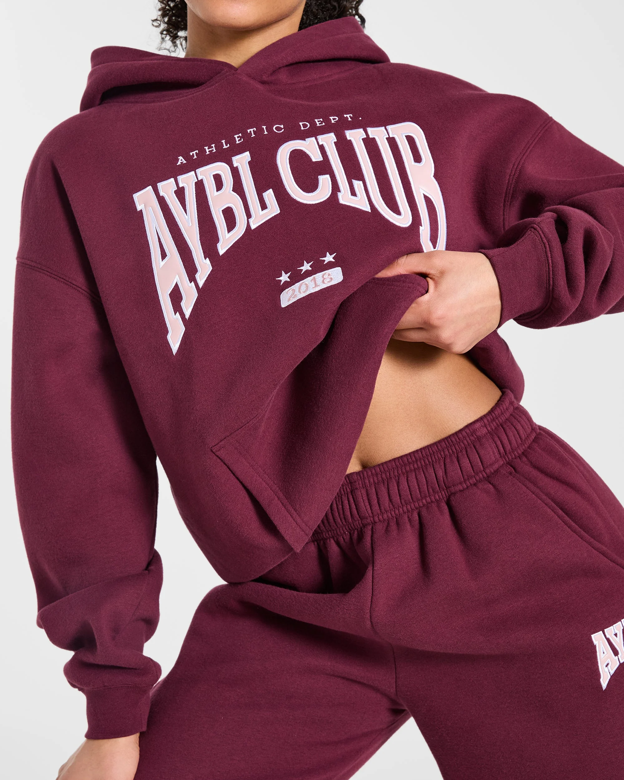AYBL Club Oversized Hoodie - Burgundy/Rose - Image 6