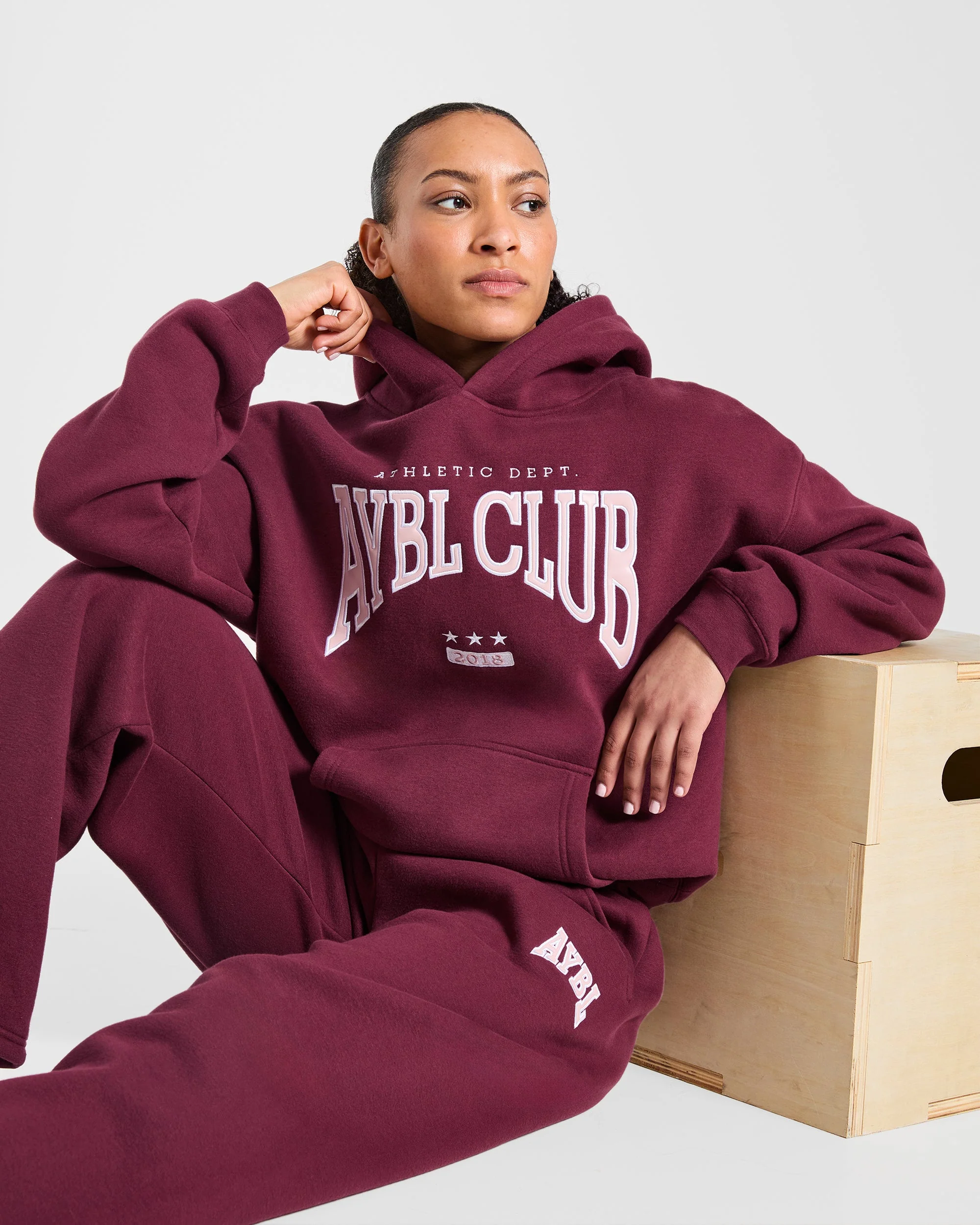 AYBL Club Oversized Hoodie - Burgundy/Rose - Image 8