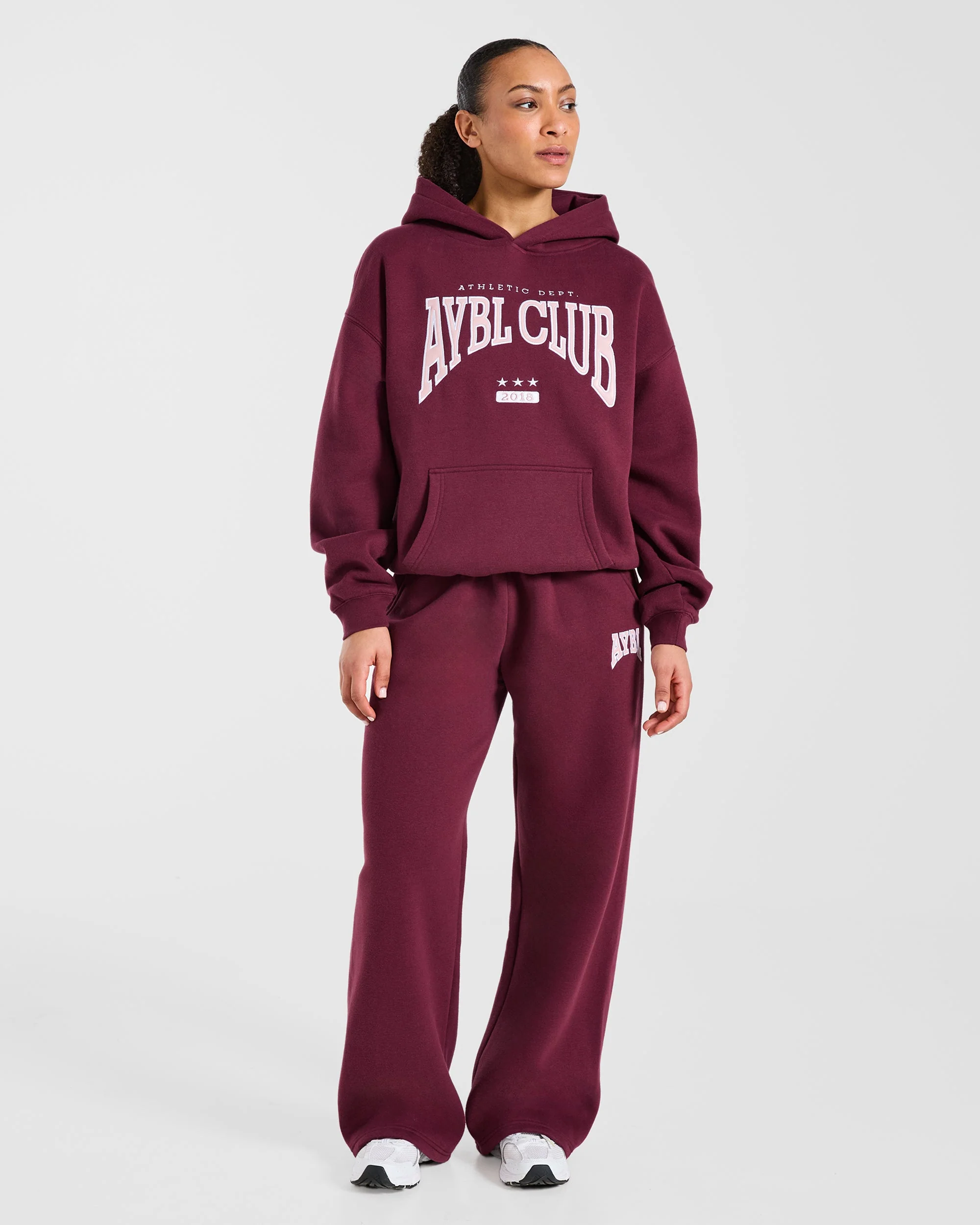 AYBL Club Oversized Straight Leg Joggers - Burgundy/Rose - Image 3