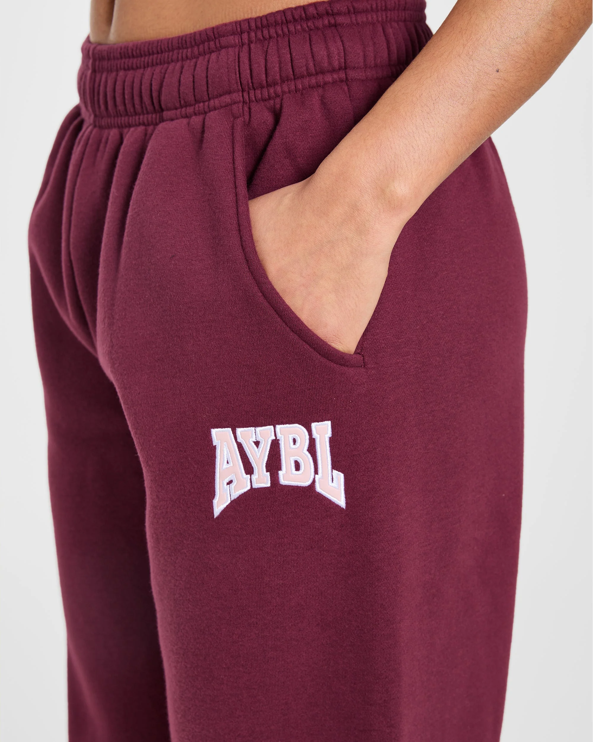 AYBL Club Oversized Straight Leg Joggers - Burgundy/Rose - Image 5