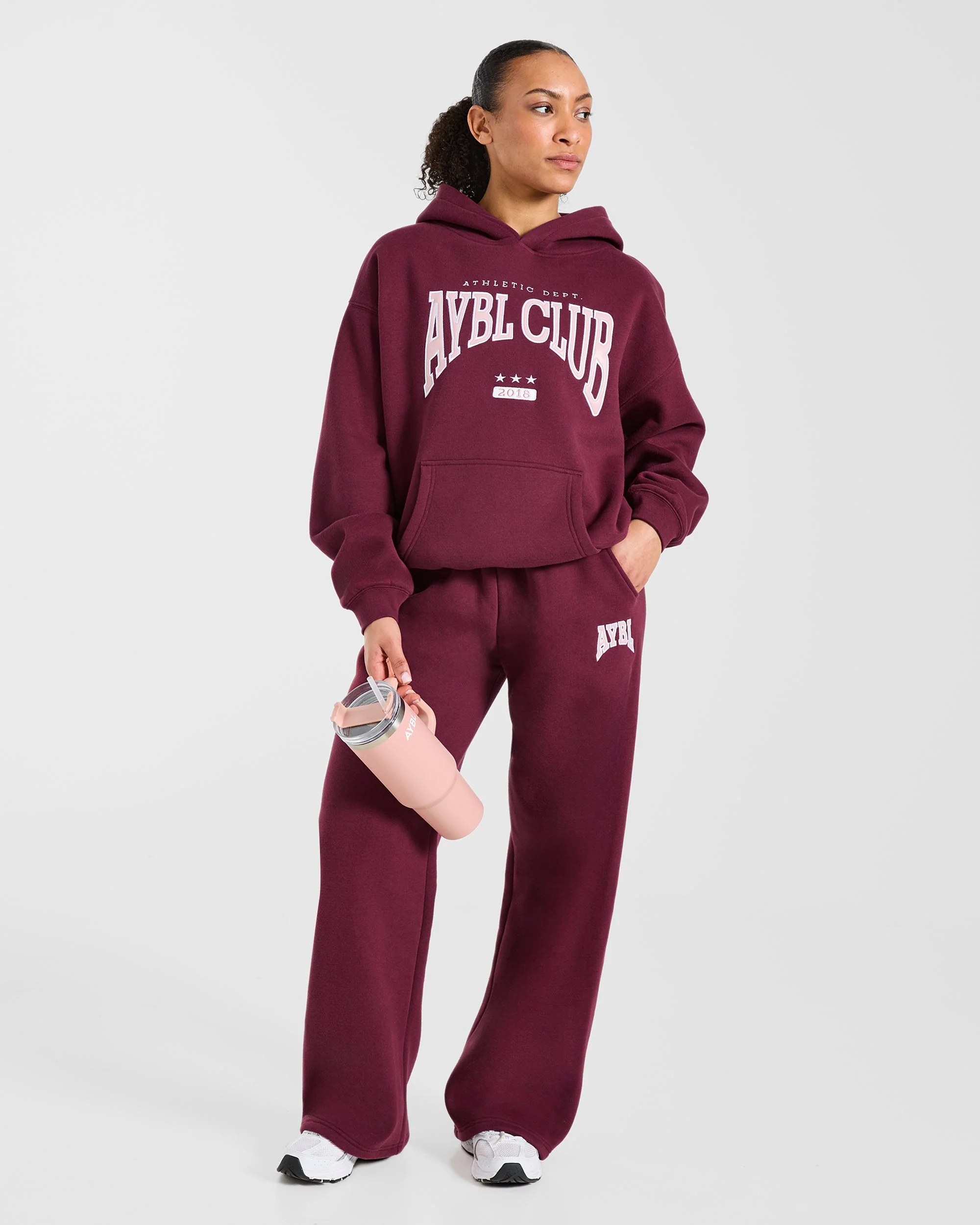 AYBL Club Oversized Straight Leg Joggers - Burgundy/Rose - Image 7