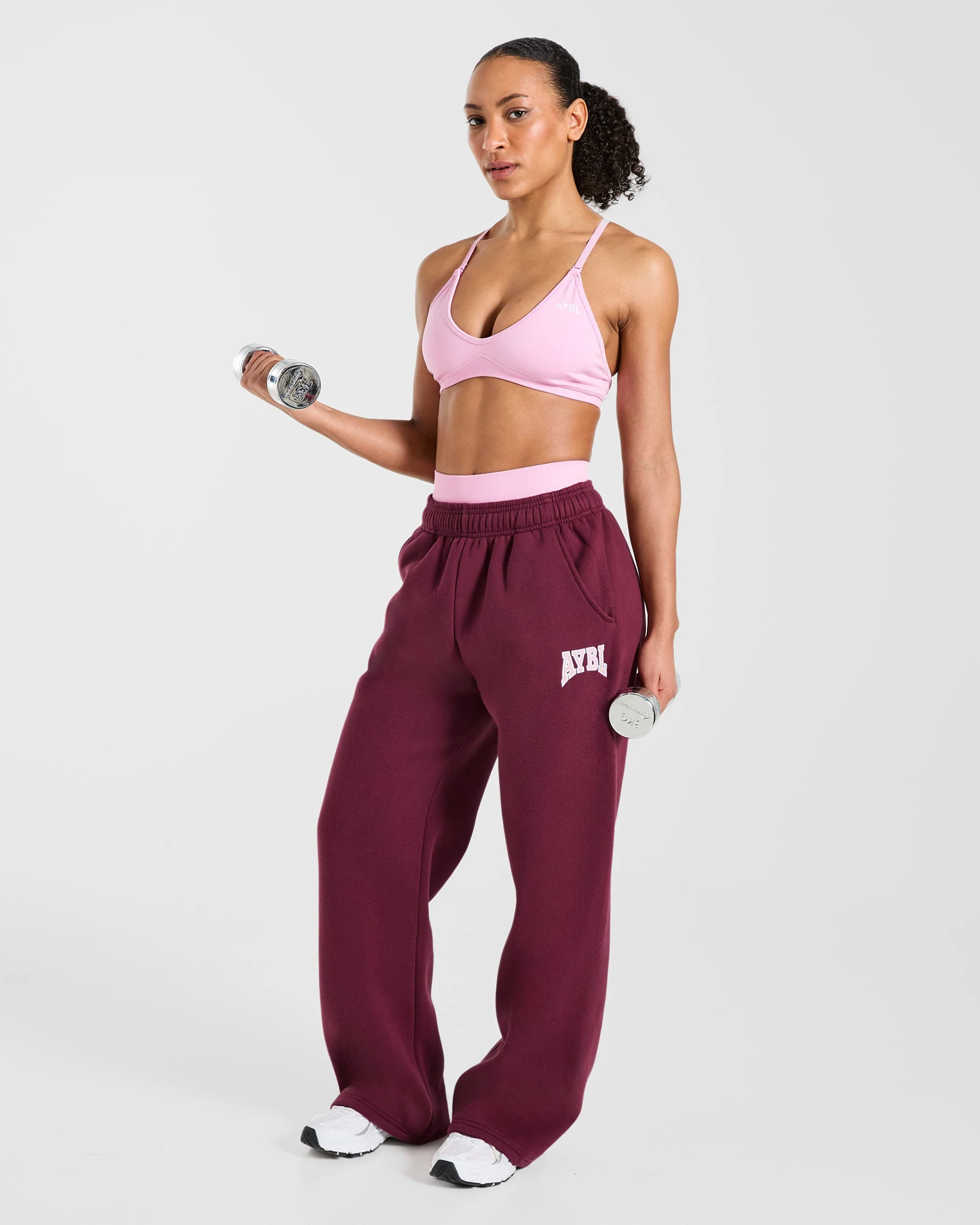 AYBL Club Oversized Straight Leg Joggers - Burgundy/Rose - Image 8