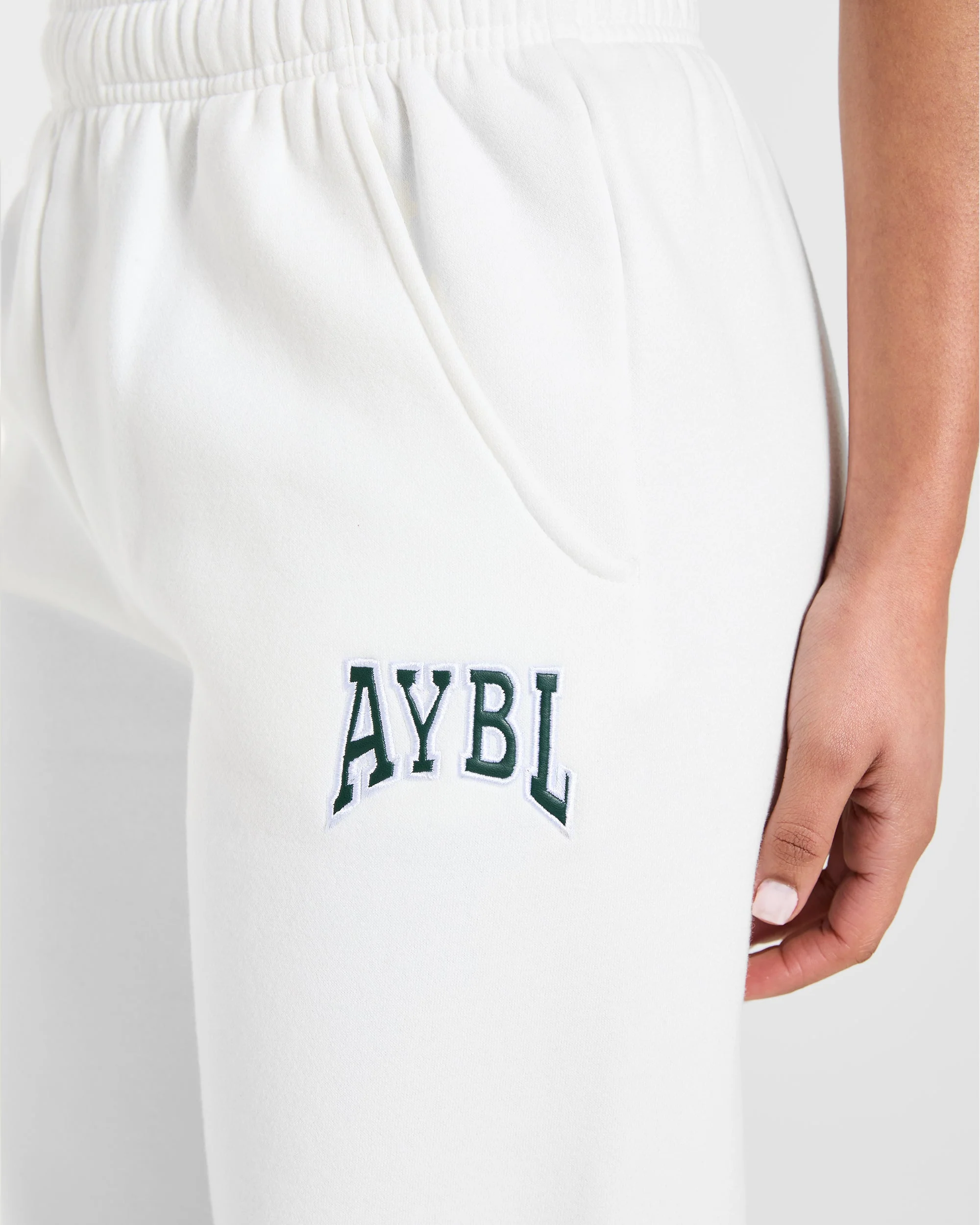AYBL Club Oversized Straight Leg Joggers - Off Blanc/Forest Vert - Image 5