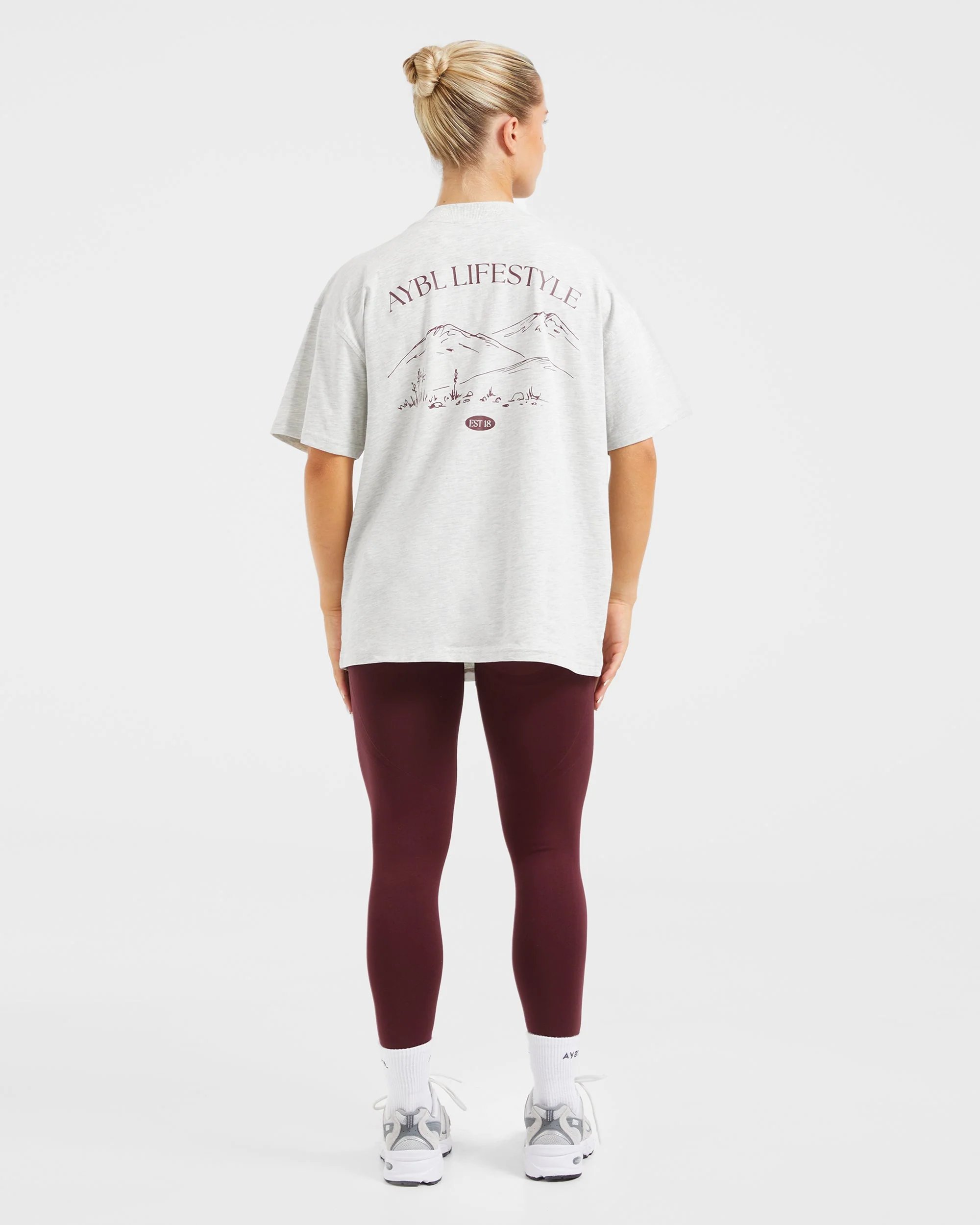 AYBL Lifestyle Oversized T Shirt - Heather Gris/Burgundy - Image 4
