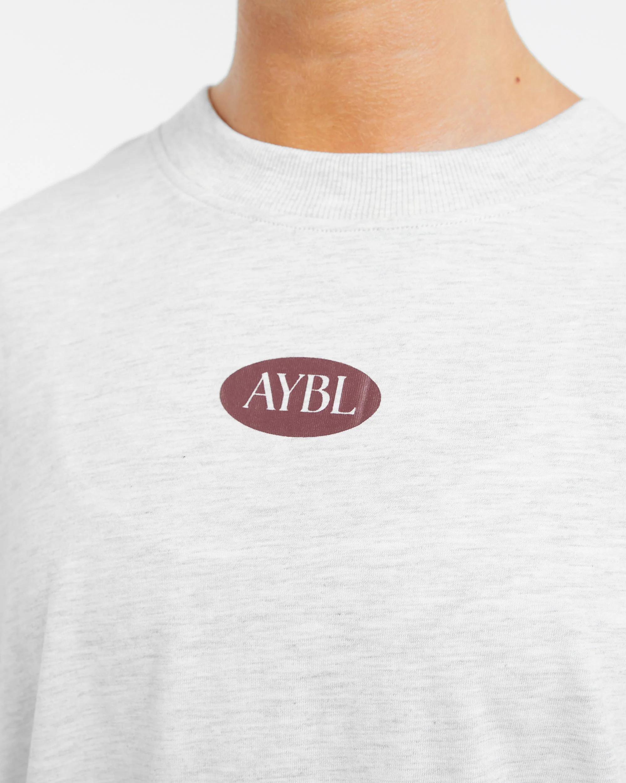 AYBL Lifestyle Oversized T Shirt - Heather Gris/Burgundy - Image 5
