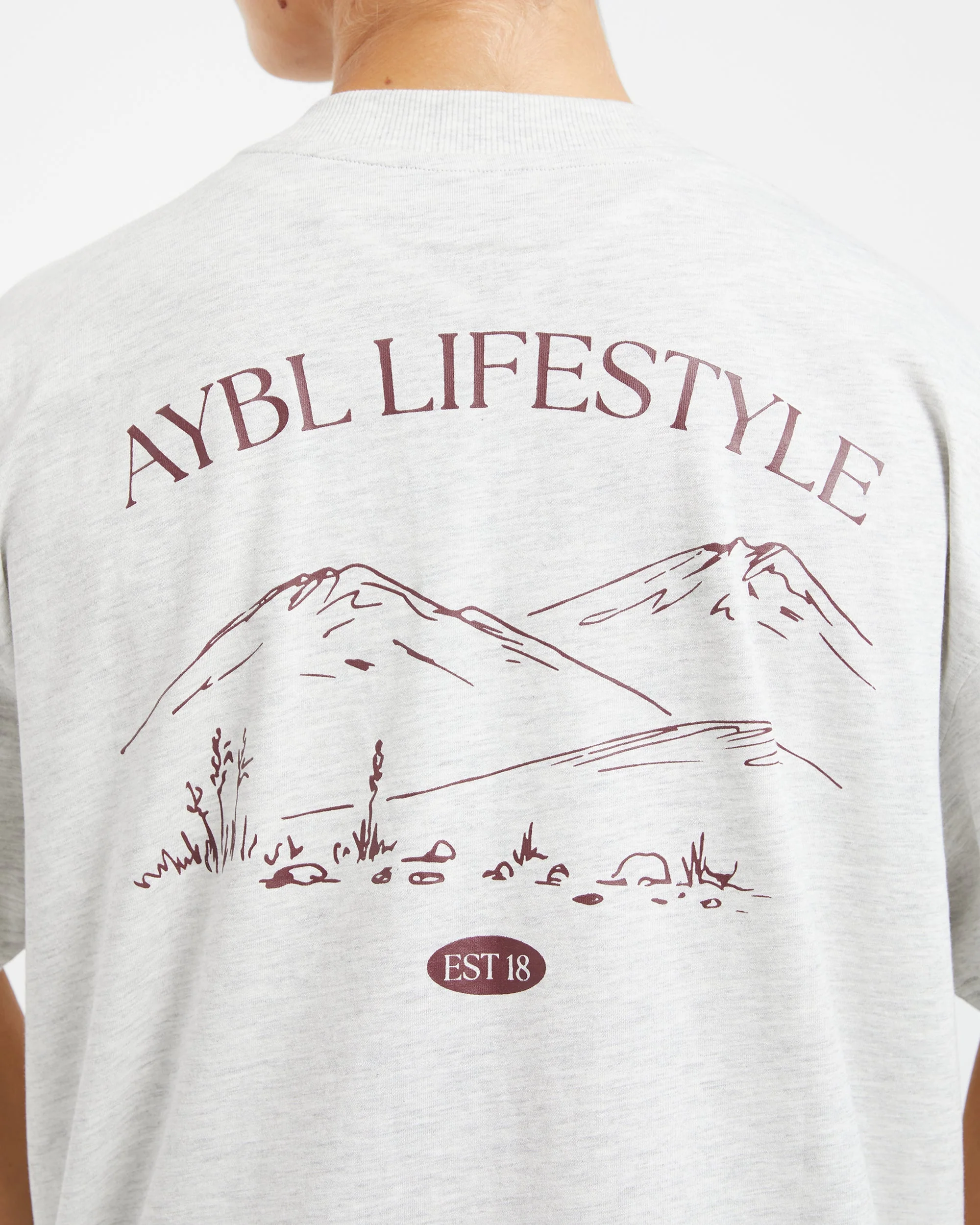 AYBL Lifestyle Oversized T Shirt - Heather Gris/Burgundy - Image 6