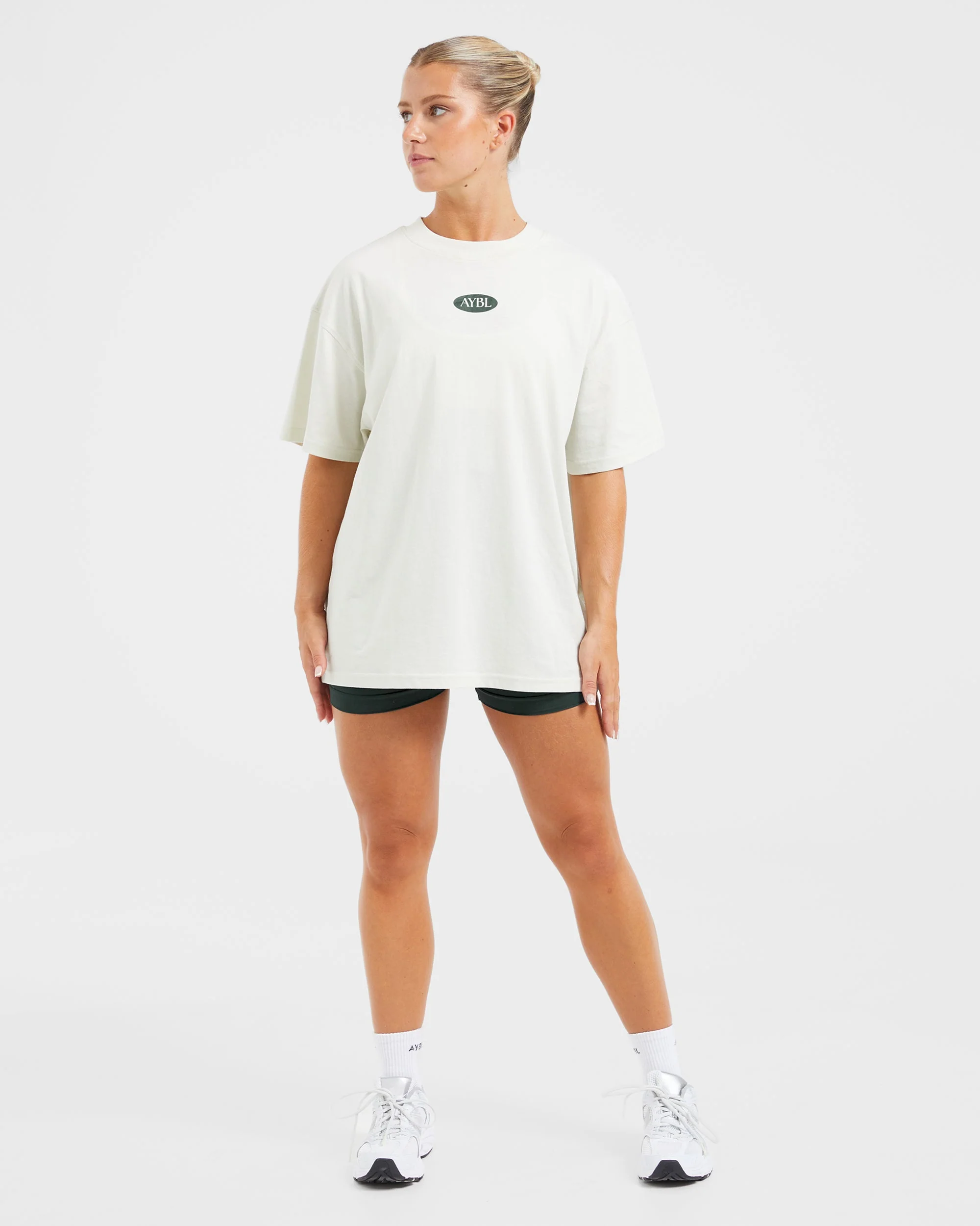 AYBL Lifestyle Oversized T Shirt - Off White/Forest Vert - Image 3