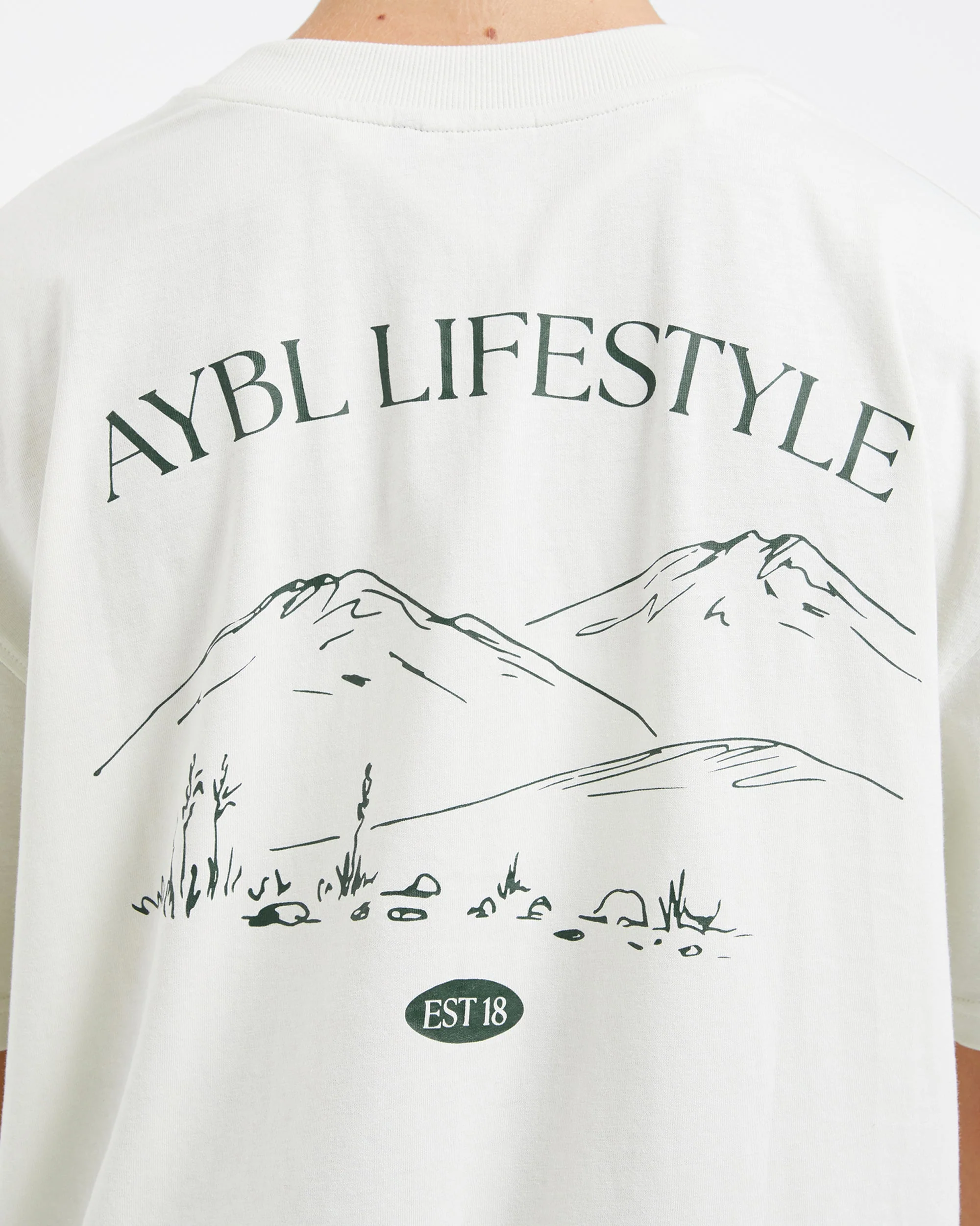AYBL Lifestyle Oversized T Shirt - Off White/Forest Vert - Image 6