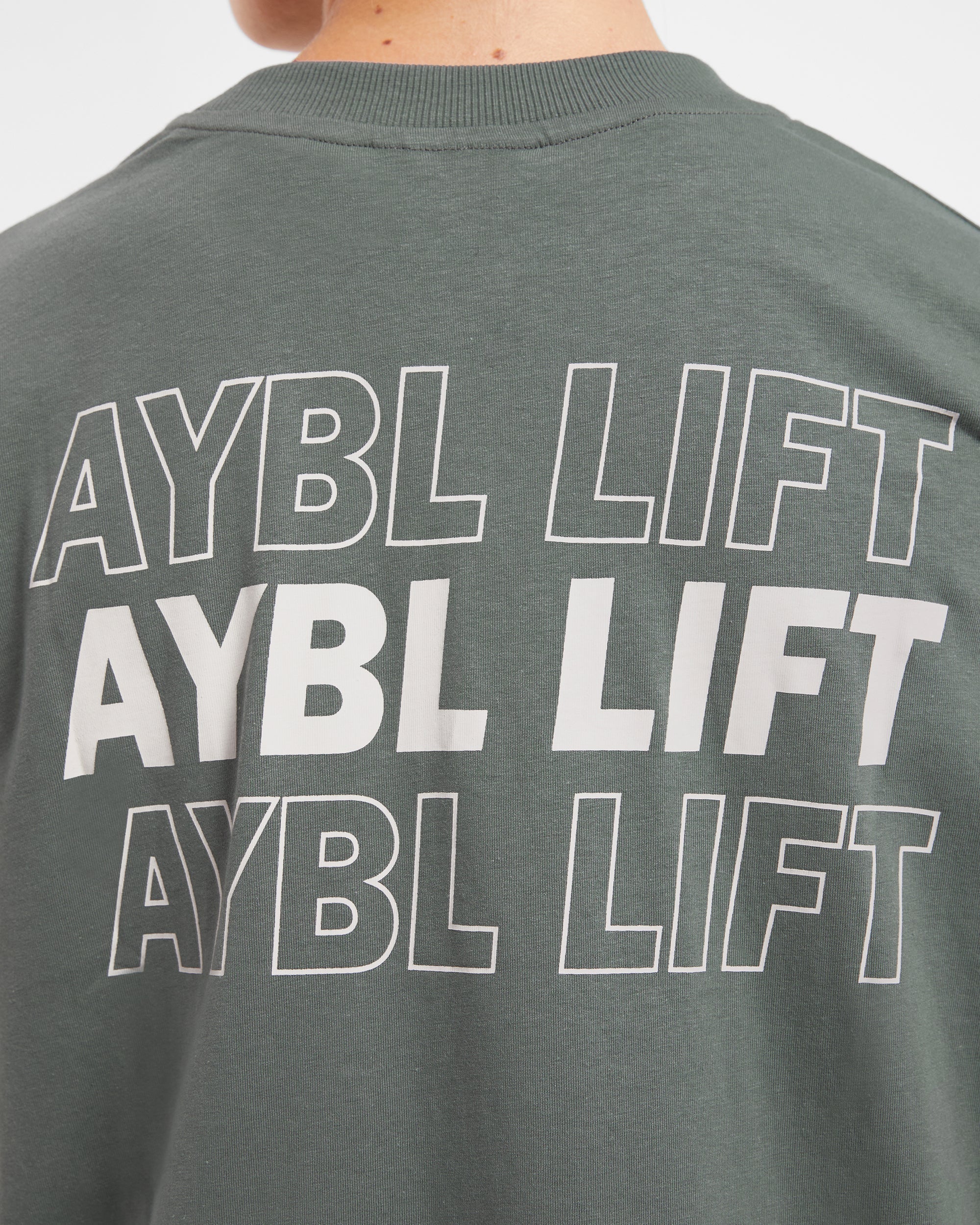 AYBL Lift Italic Oversized T Shirt - Vert/Off Blanc - Image 6